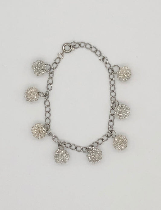 Silver wire-wrapped ball chain bracelet