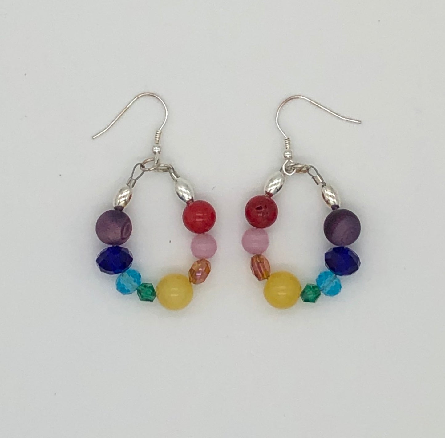 Rainbow bead loop fishhook earrings