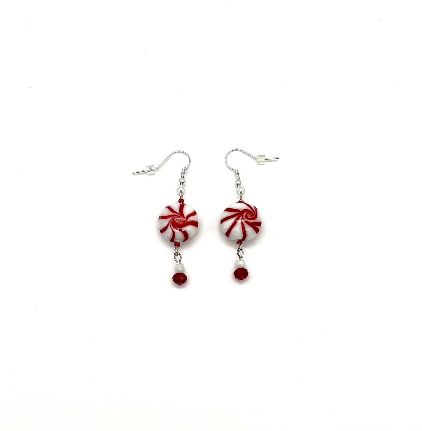 Peppermint swirl glass drop earrings