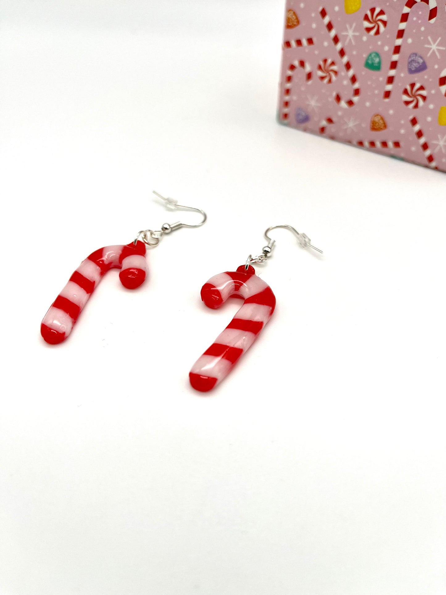 Resin candy cane earrings