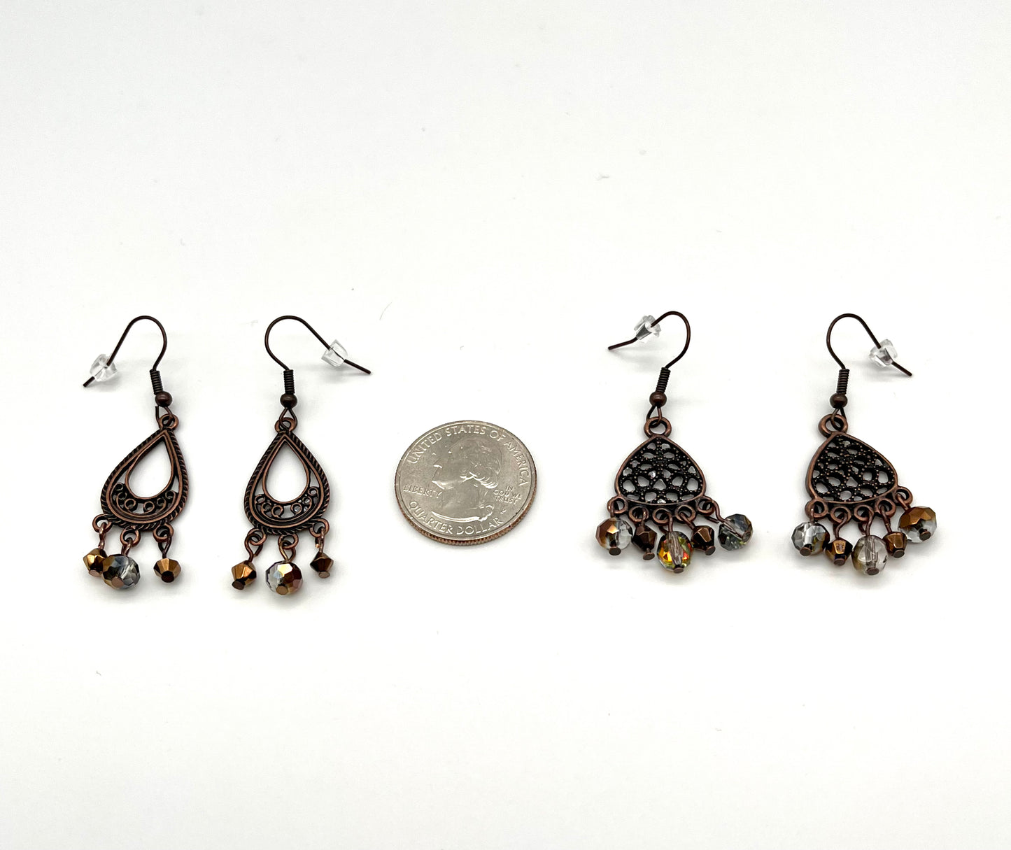 Oxidized copper filigree earrings