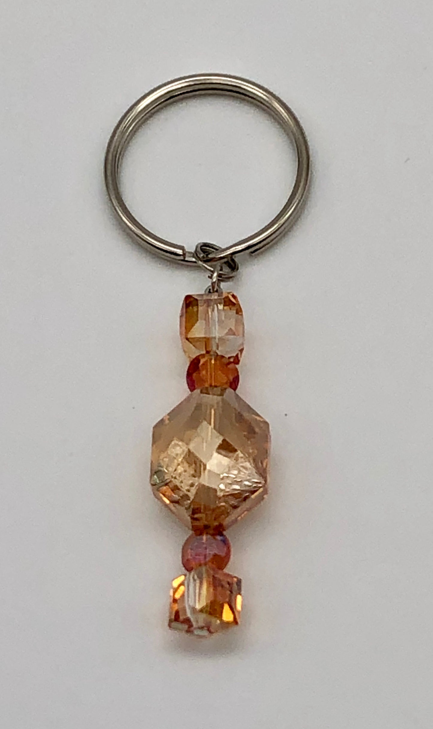 Glass bead keychain, beach shell keychain, silver heart keychain