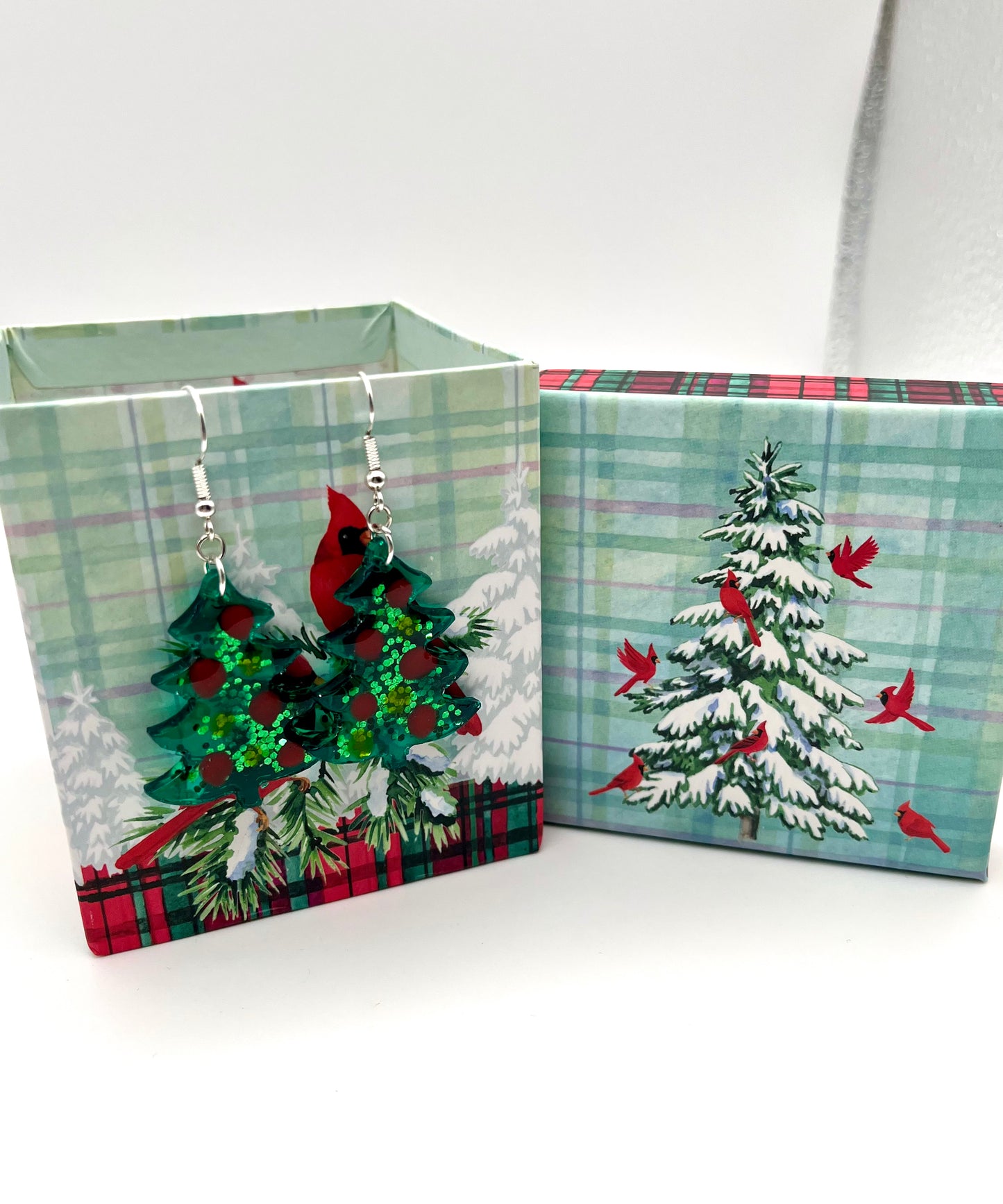 Resin tree drop earrings