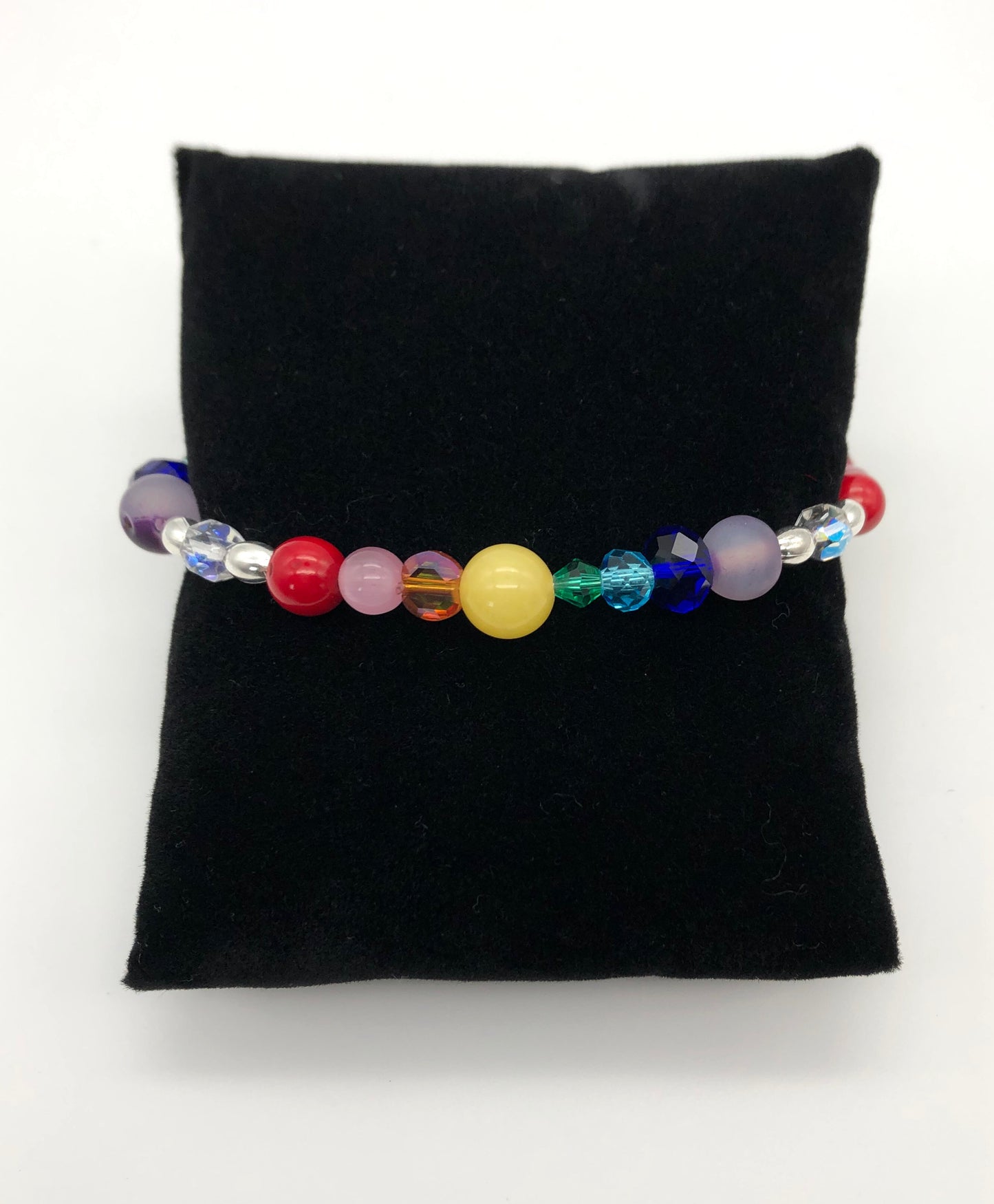 Rainbow beads memory wire bracelet