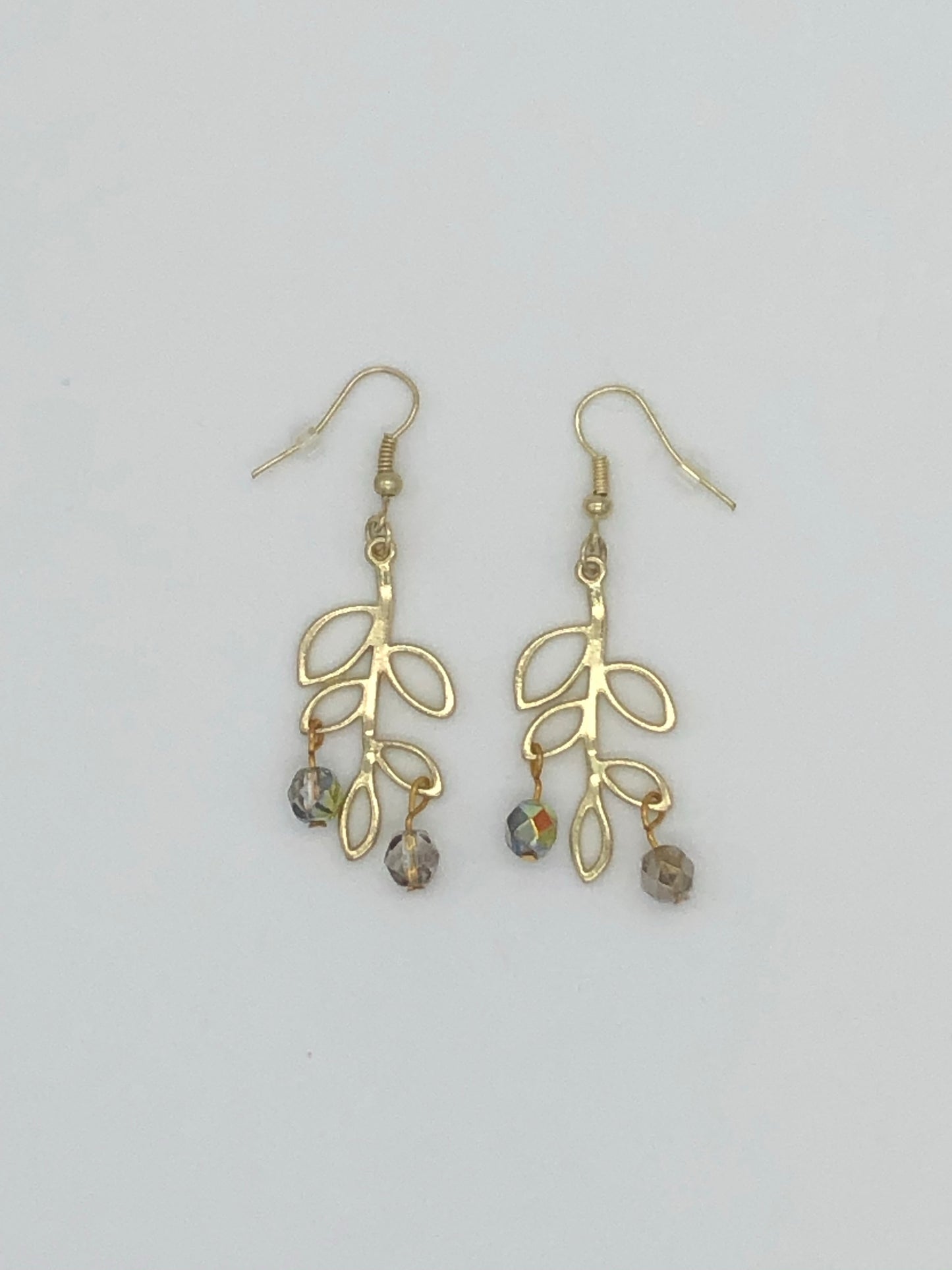 Gold branch with amber bead detail earrings