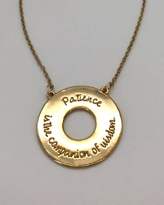 Gold "Patience" circle chain necklace