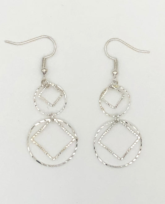 Diamond and circle cutouts drop earrings