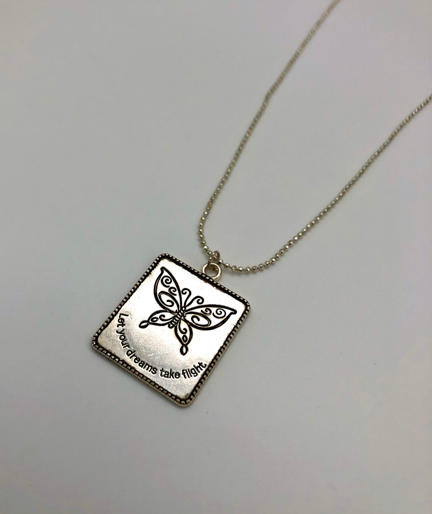 Silver plated butterfly pendant chain necklace