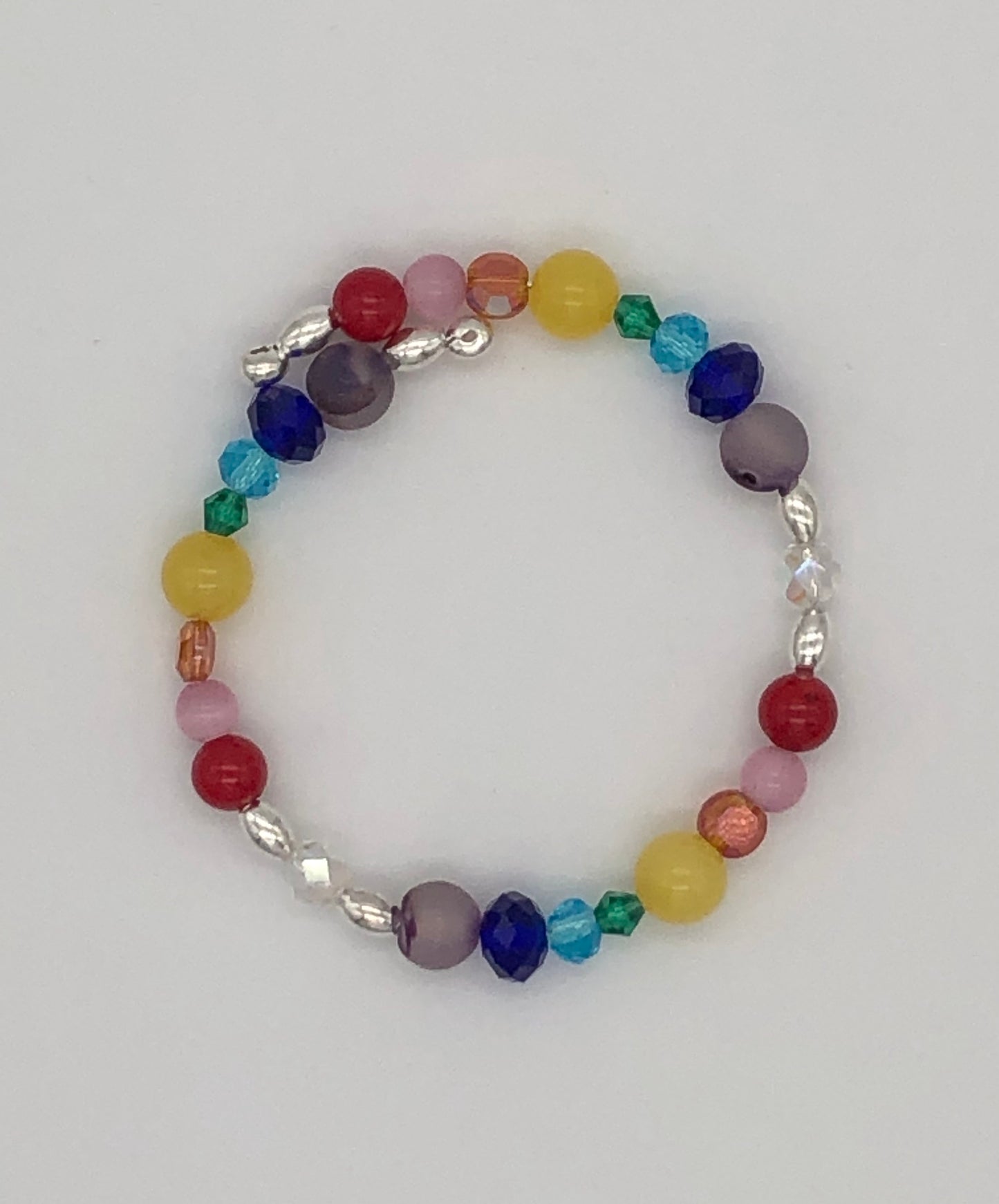 Rainbow beads memory wire bracelet