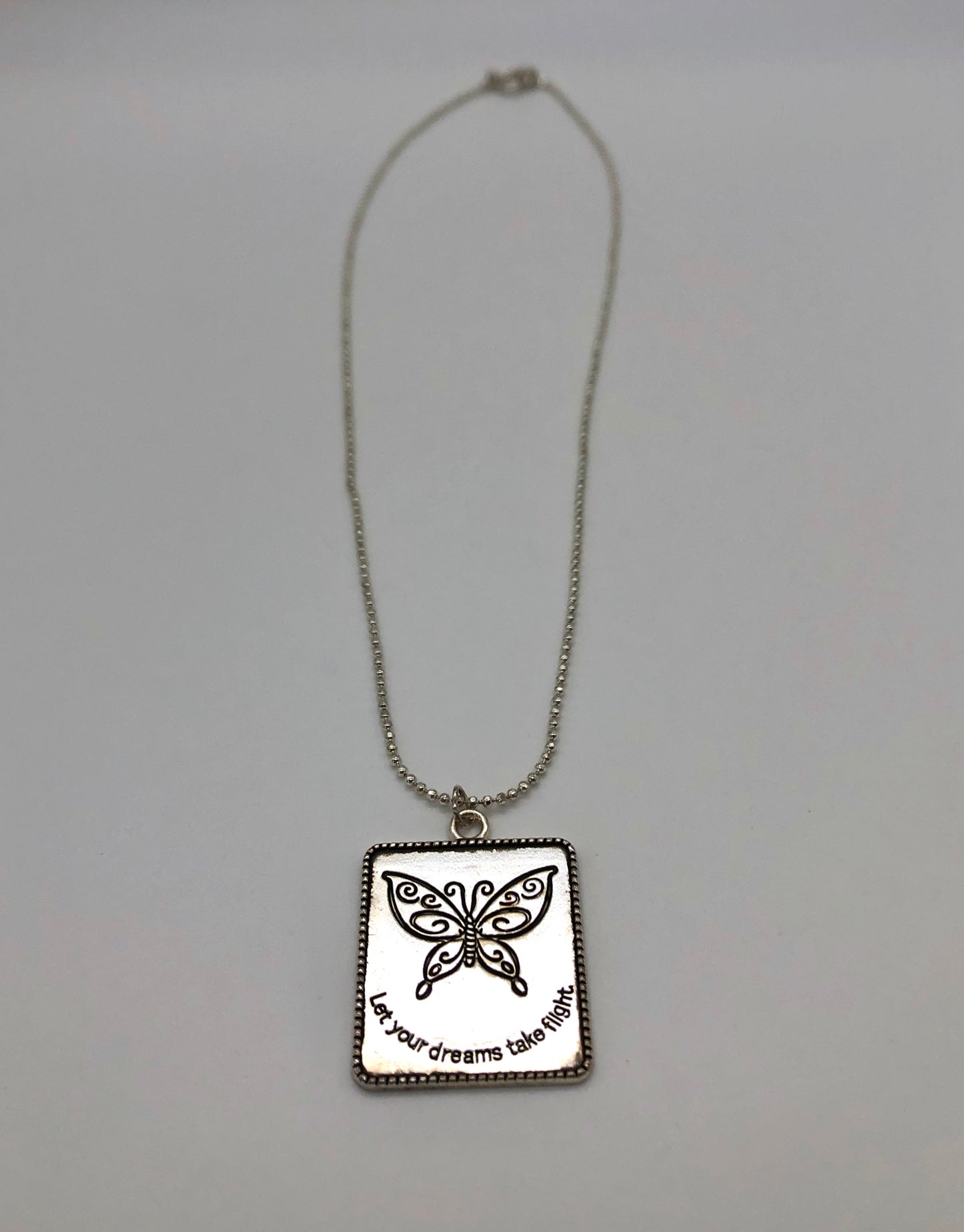 Silver plated butterfly pendant chain necklace