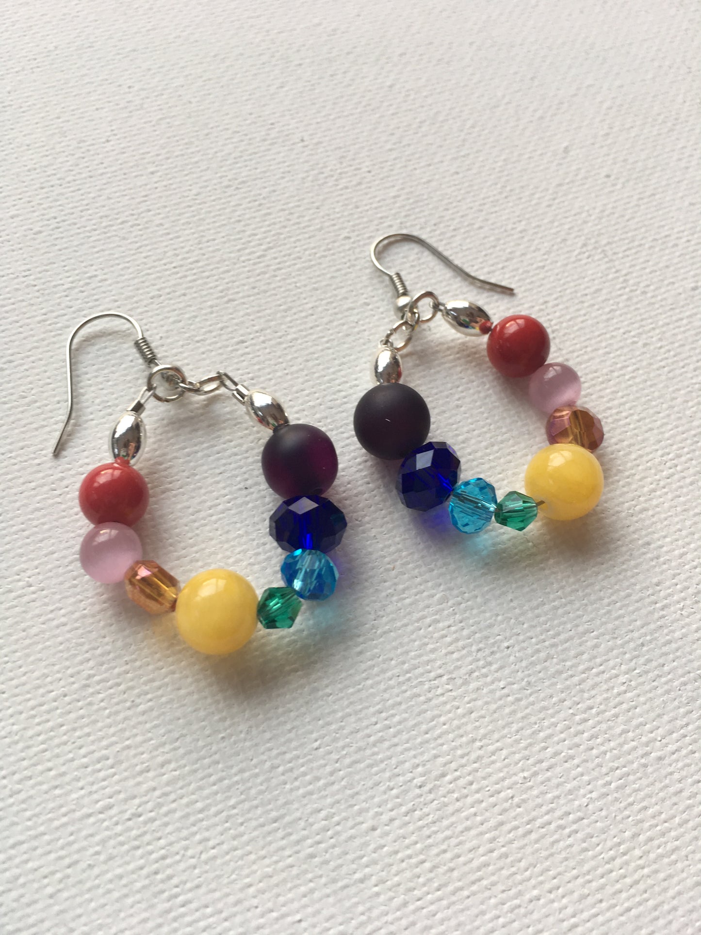 Rainbow bead loop fishhook earrings
