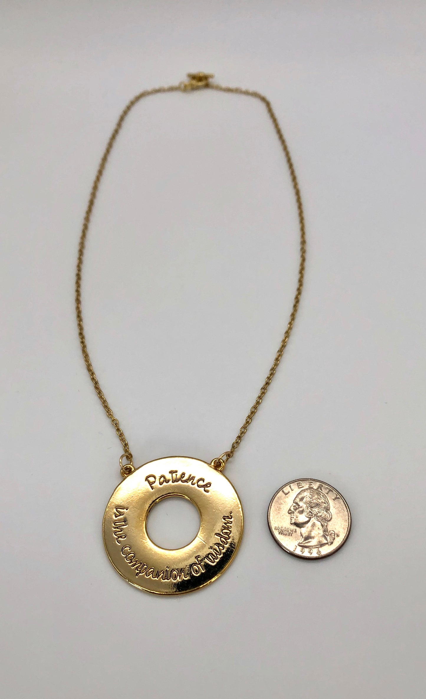 Gold "Patience" circle chain necklace