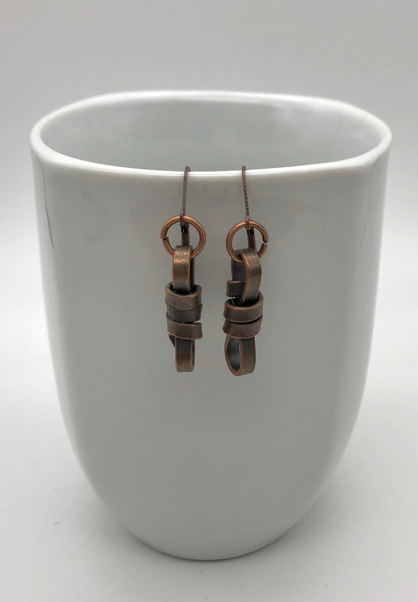 Oxidized copper rope earrings