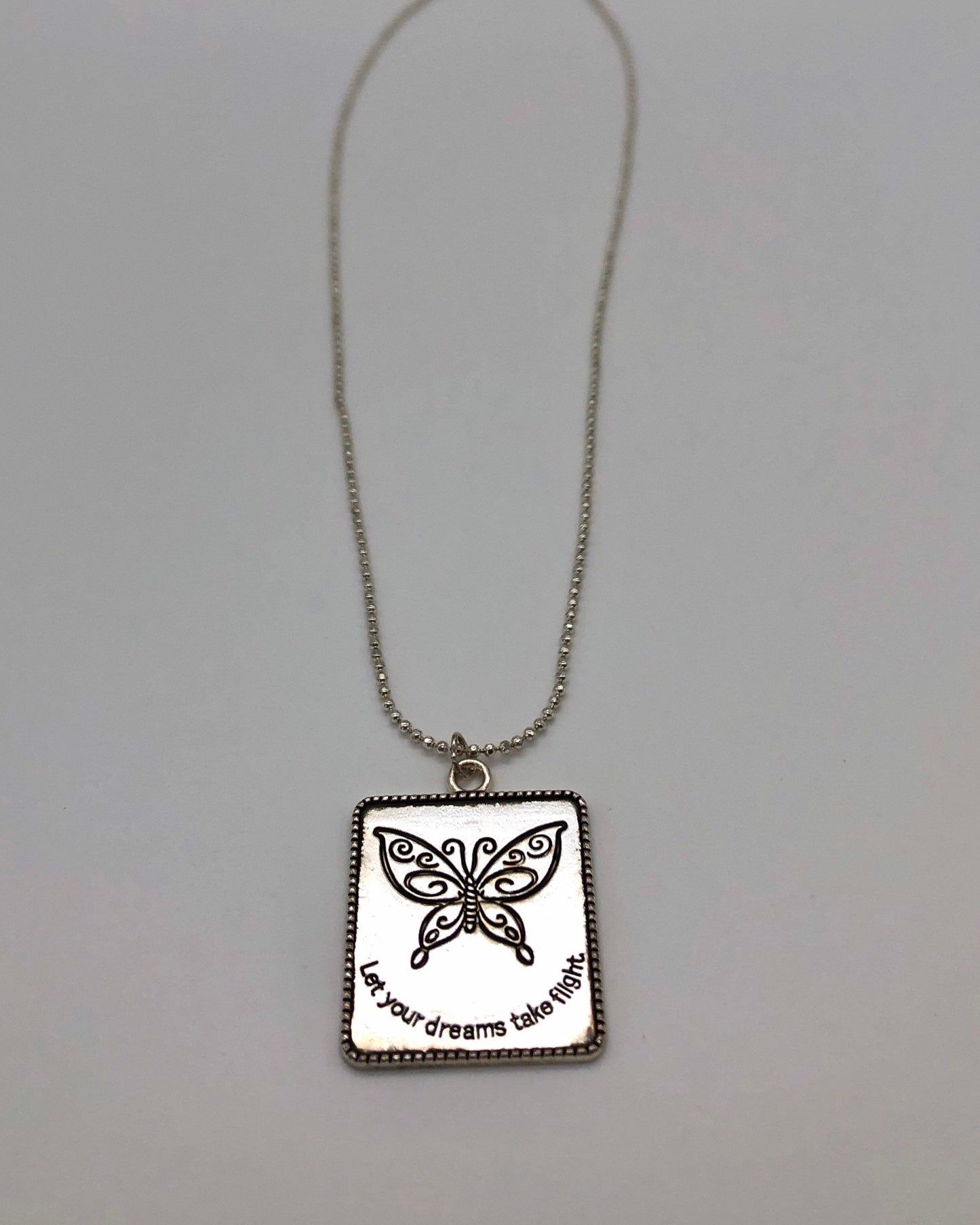 Silver plated butterfly pendant chain necklace