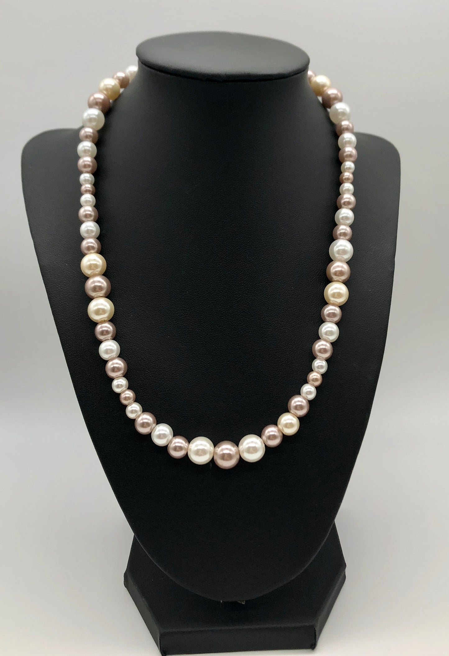 Faux cream and champagne pearl bead necklace