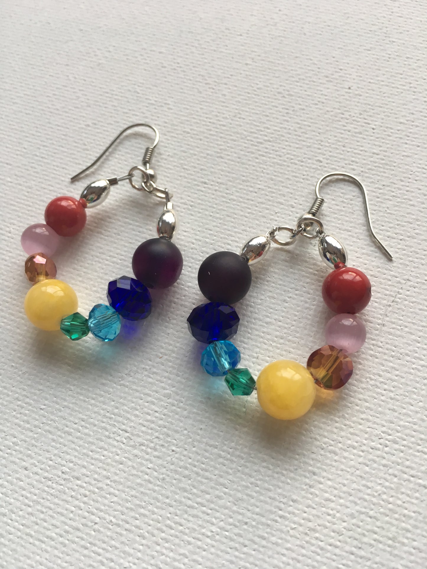 Rainbow bead loop fishhook earrings