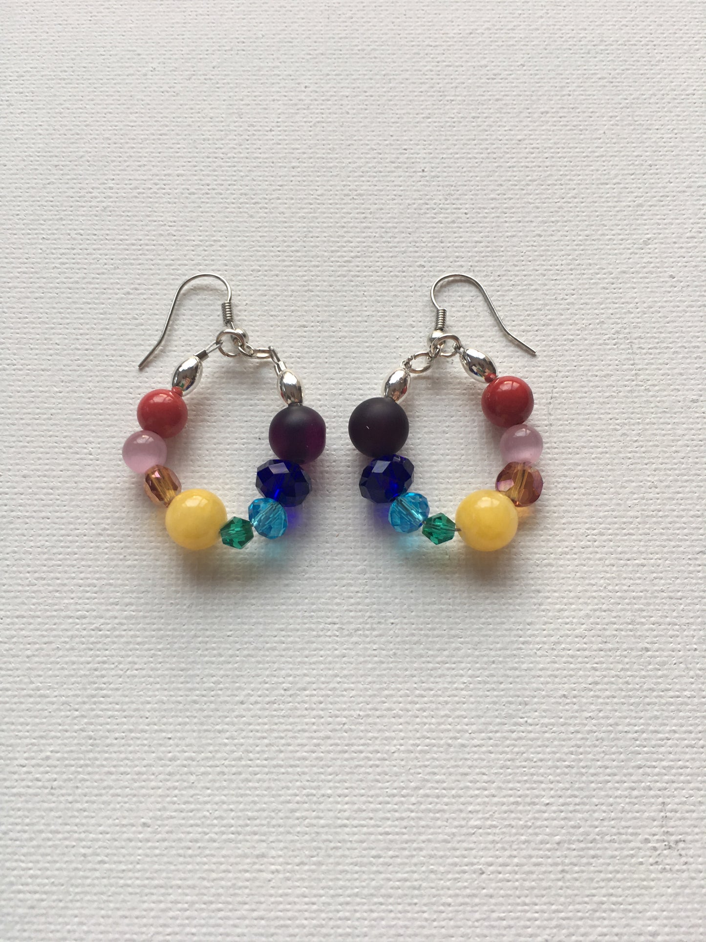 Rainbow bead loop fishhook earrings