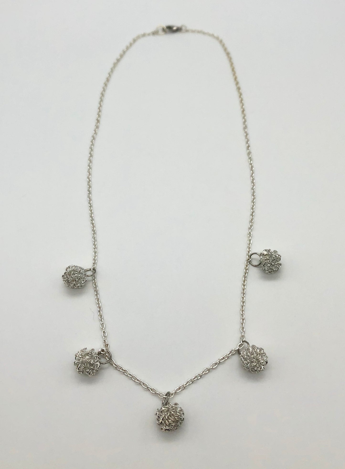 Silver wire ball chain necklace