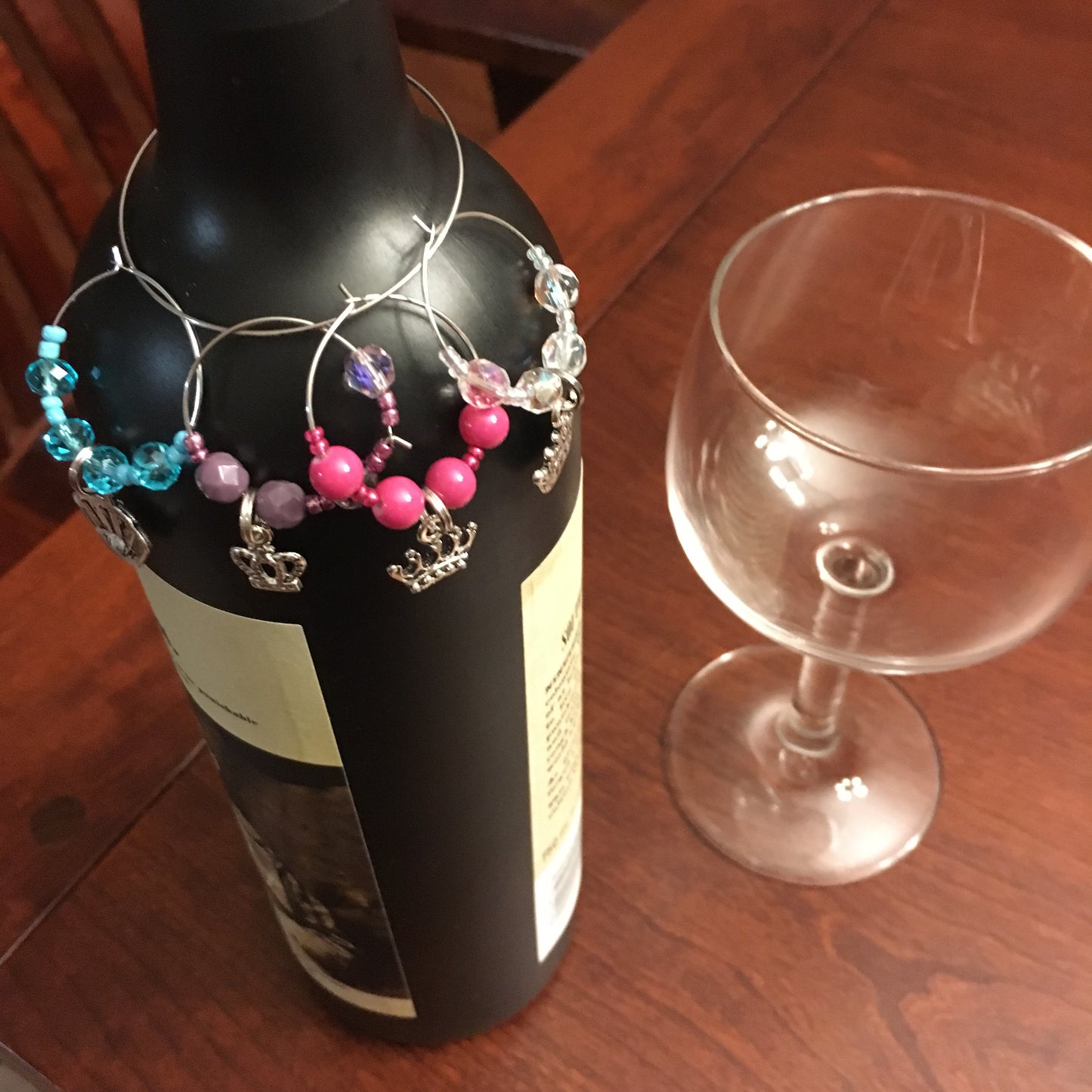 Celestial nature glass bead wine charms, nature theme glass bead wine charms