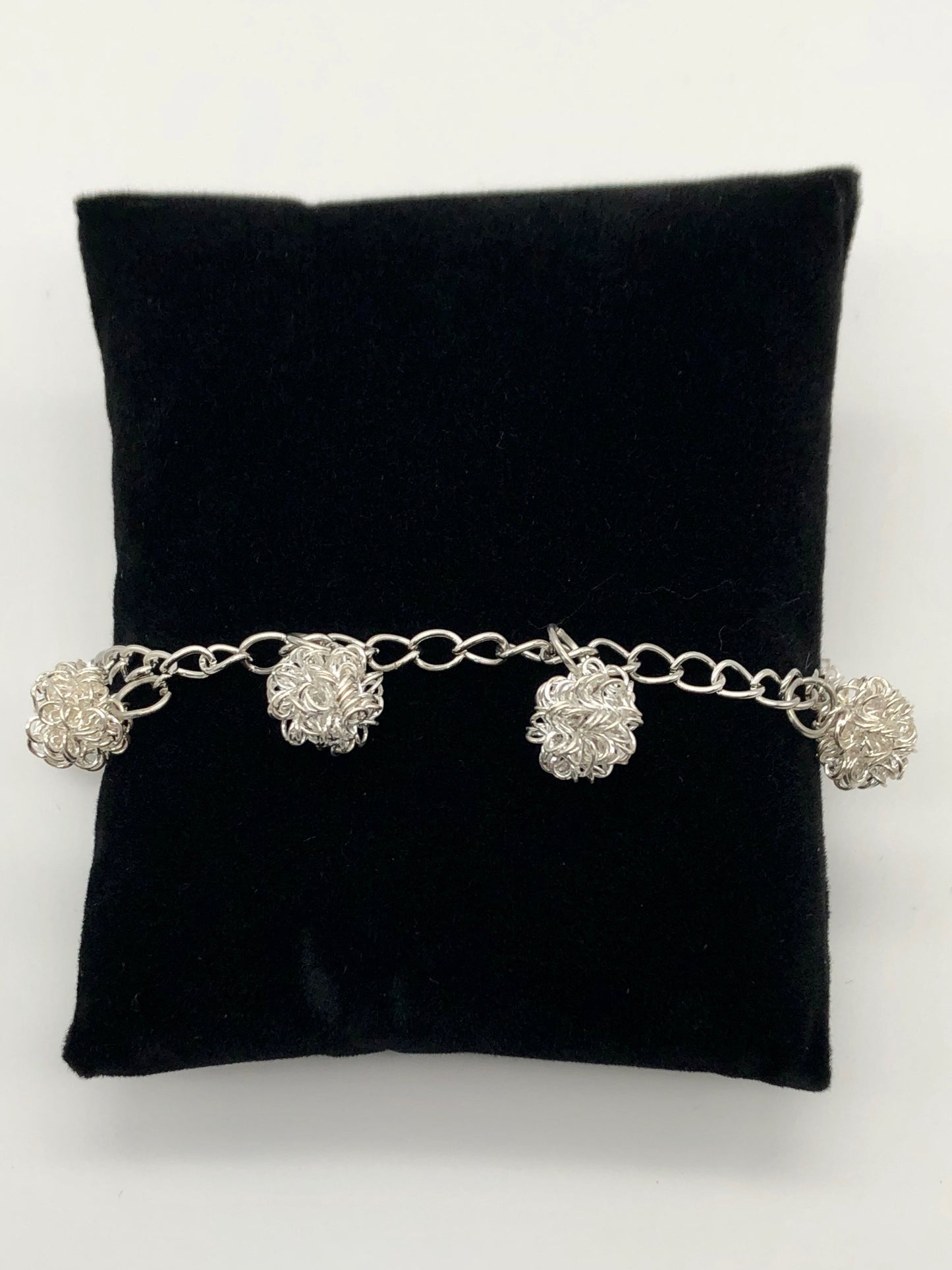 Silver wire-wrapped ball chain bracelet