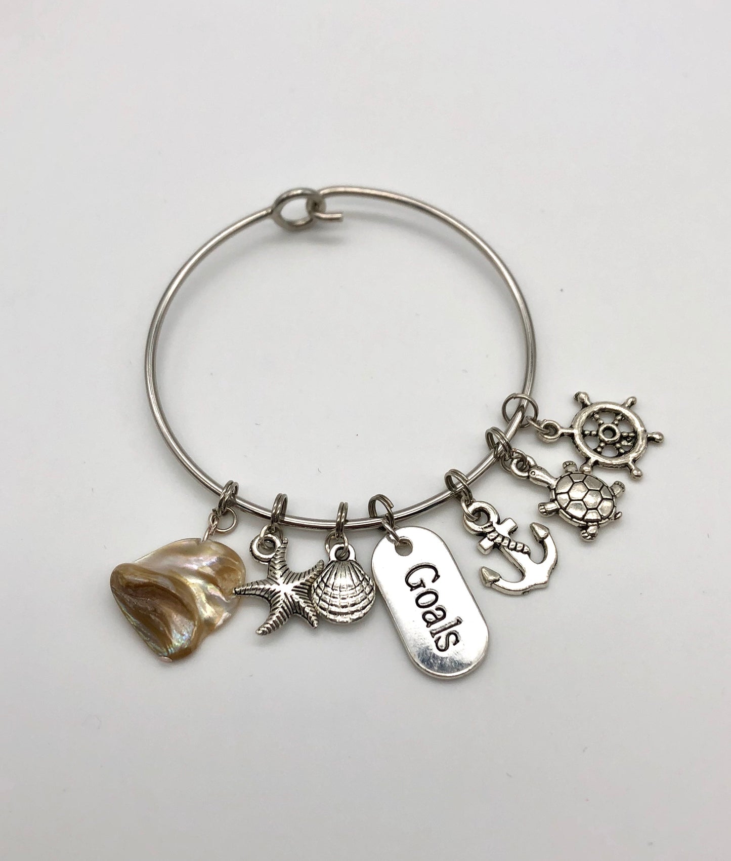 Silver plated bangle charm bracelets
