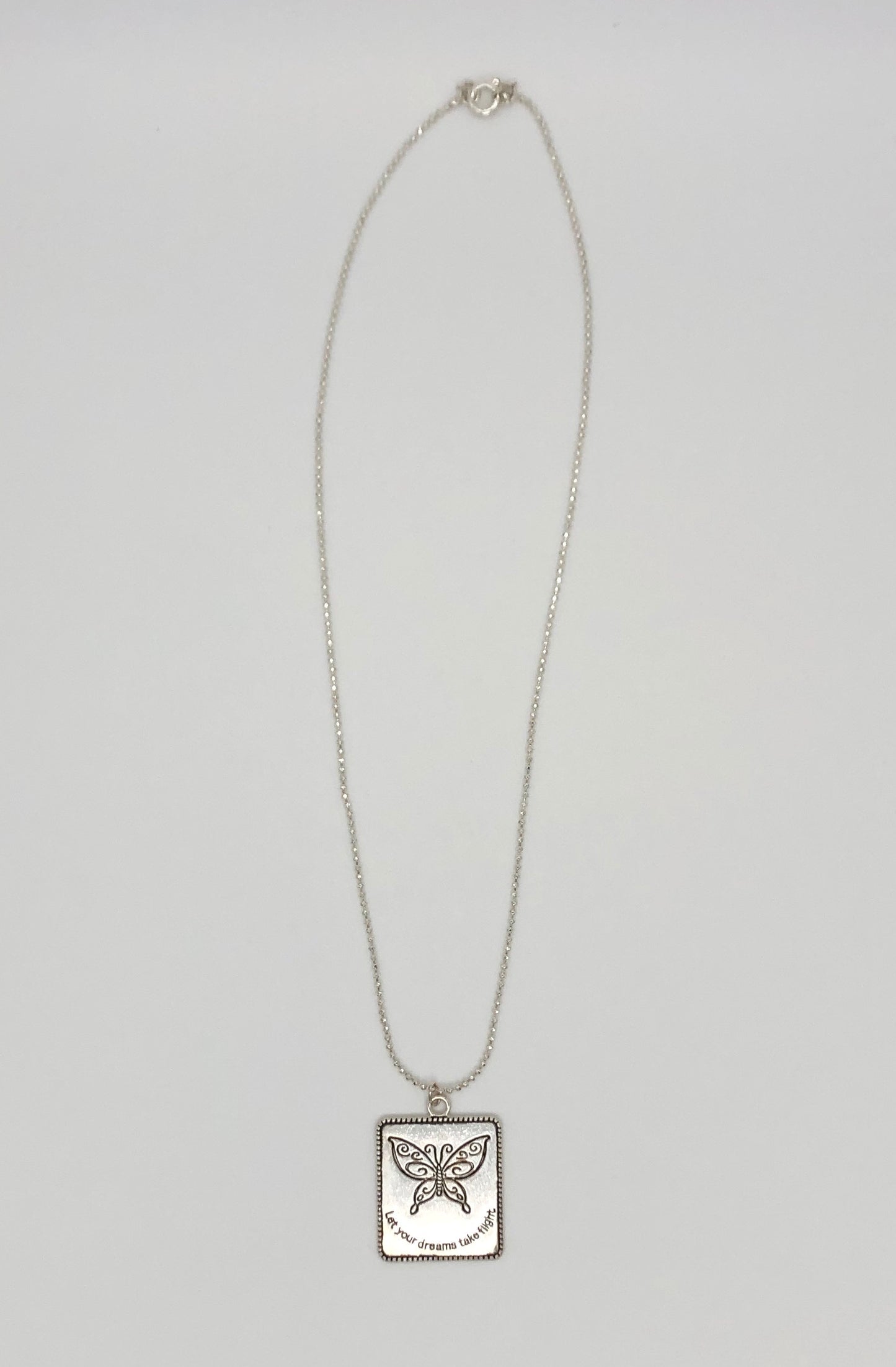 Silver plated butterfly pendant chain necklace