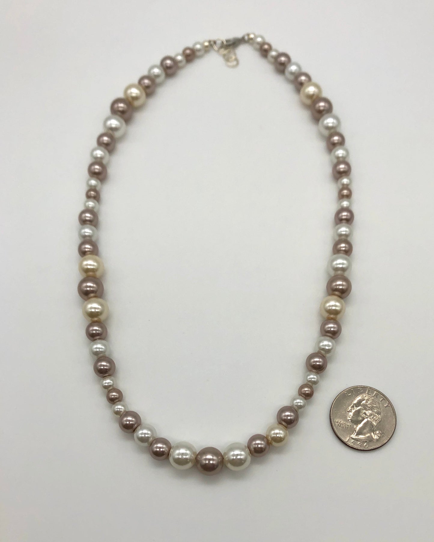 Faux cream and champagne pearl bead necklace