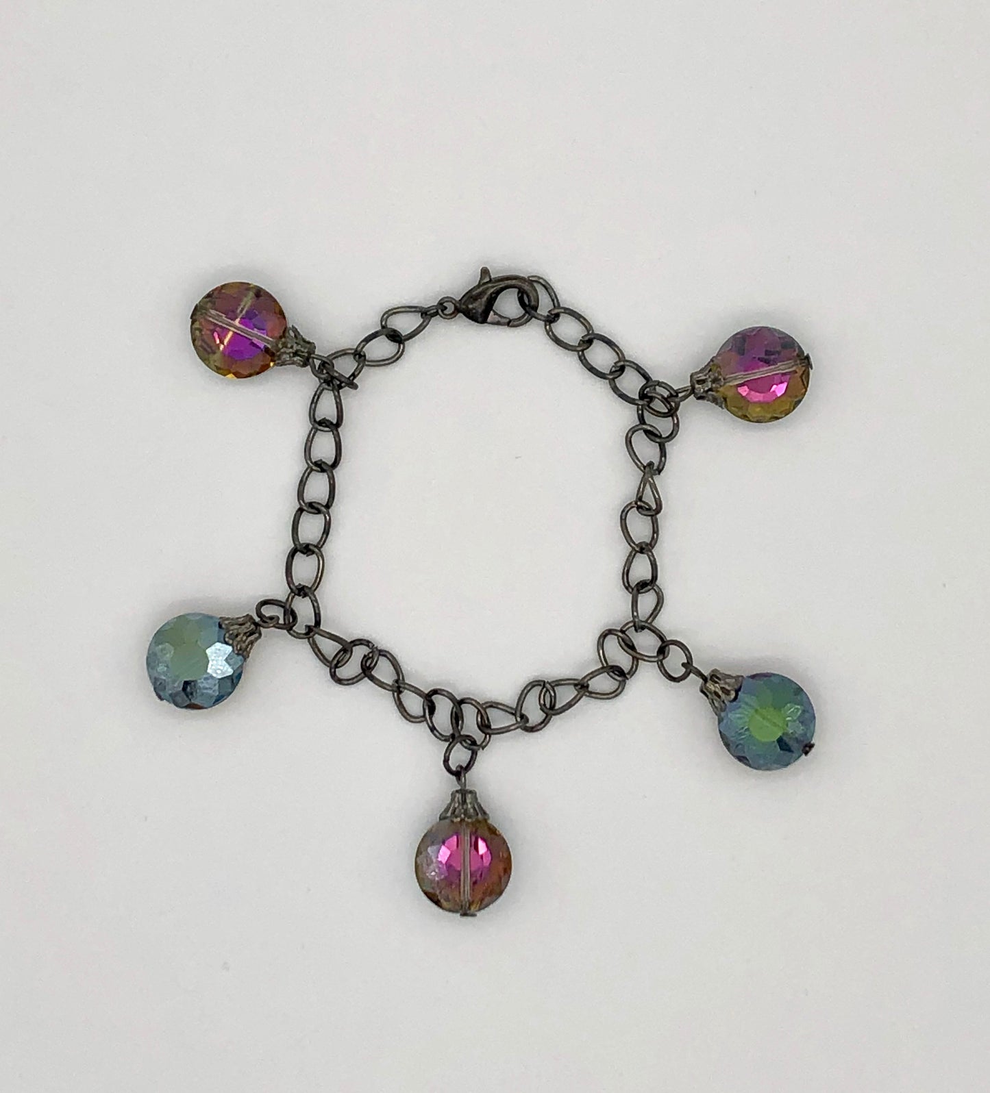 Iridescent glass bulb chain bracelet