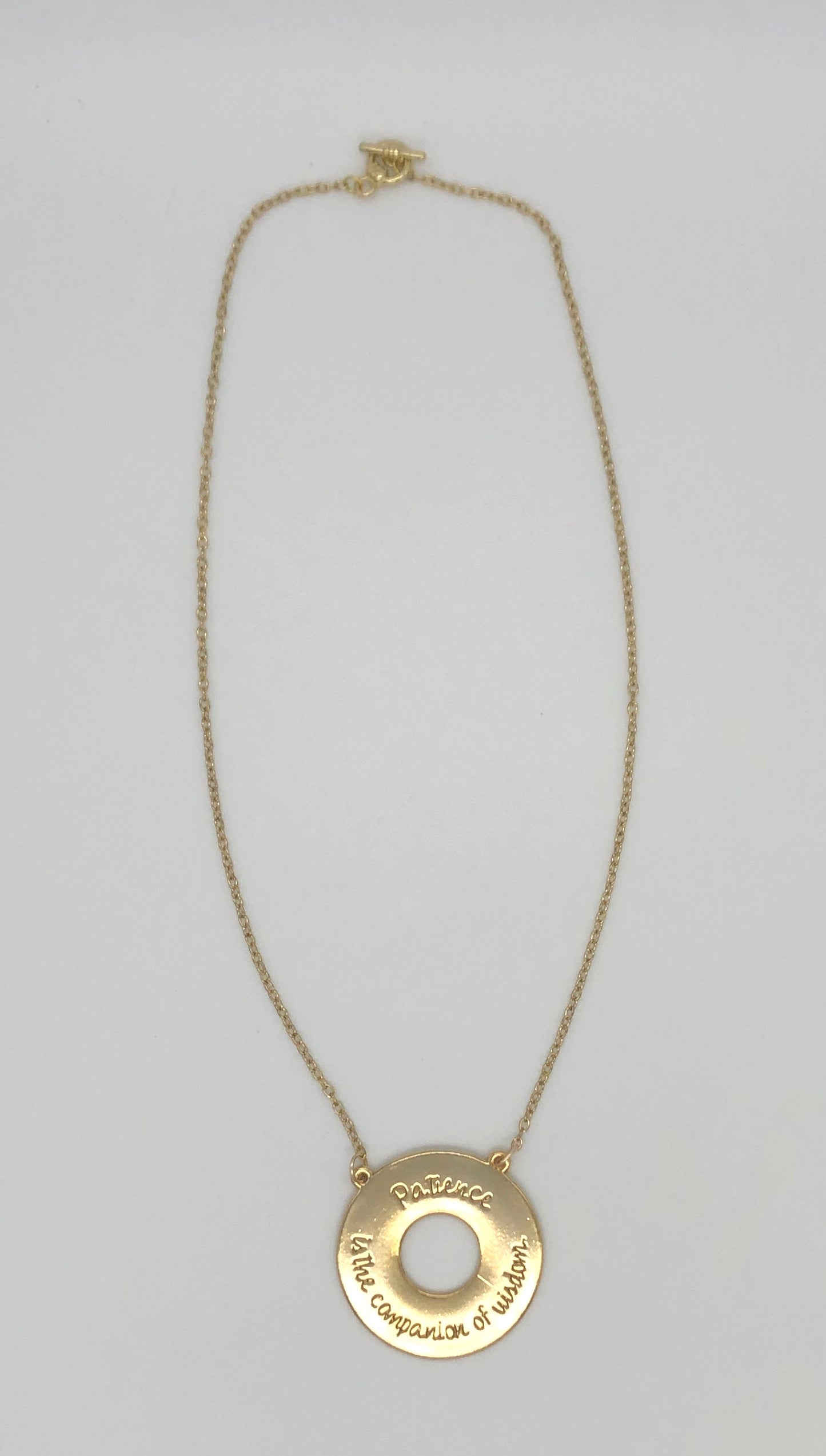 Gold "Patience" circle chain necklace