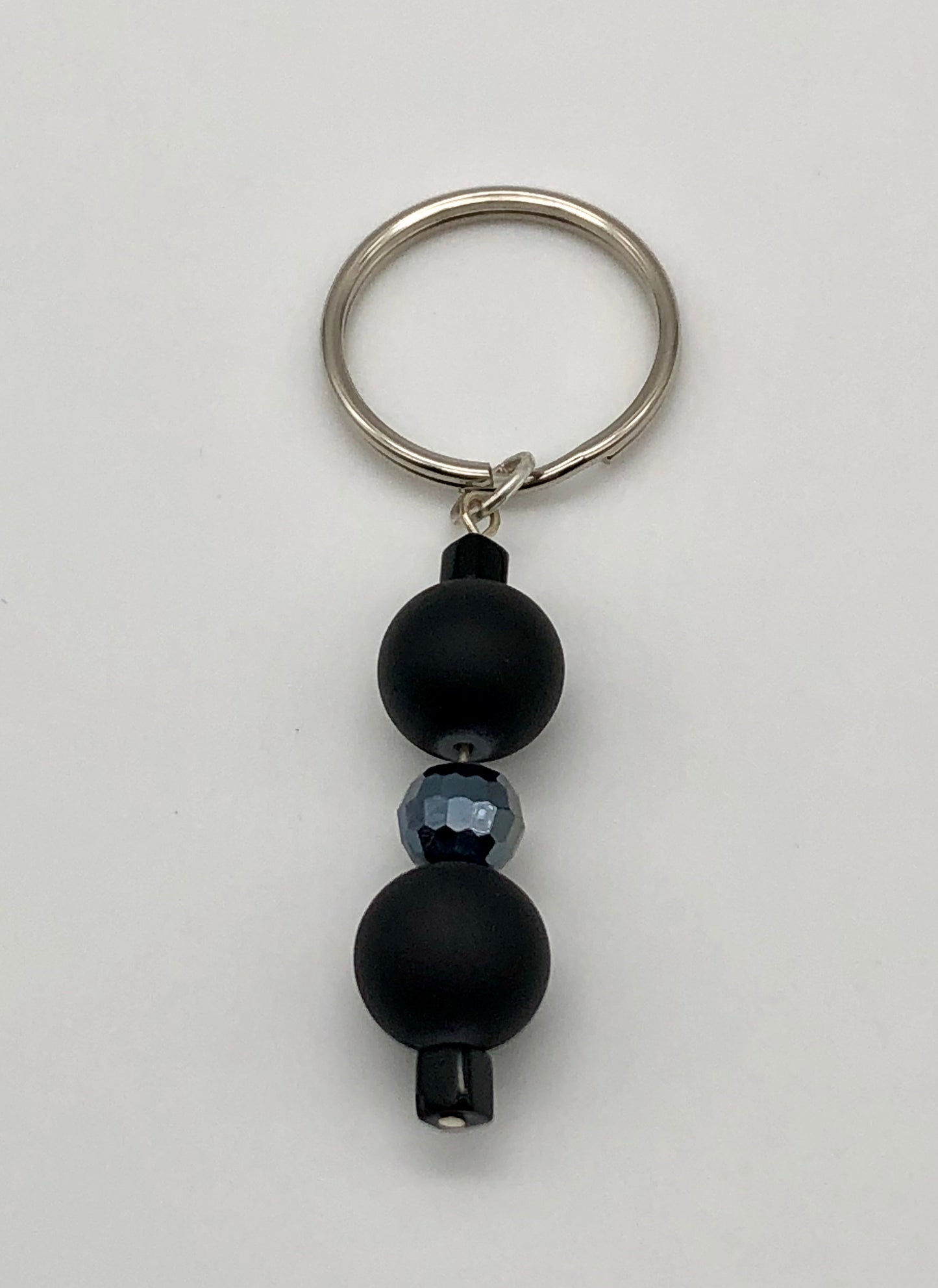 Glass bead keychain, beach shell keychain, silver heart keychain