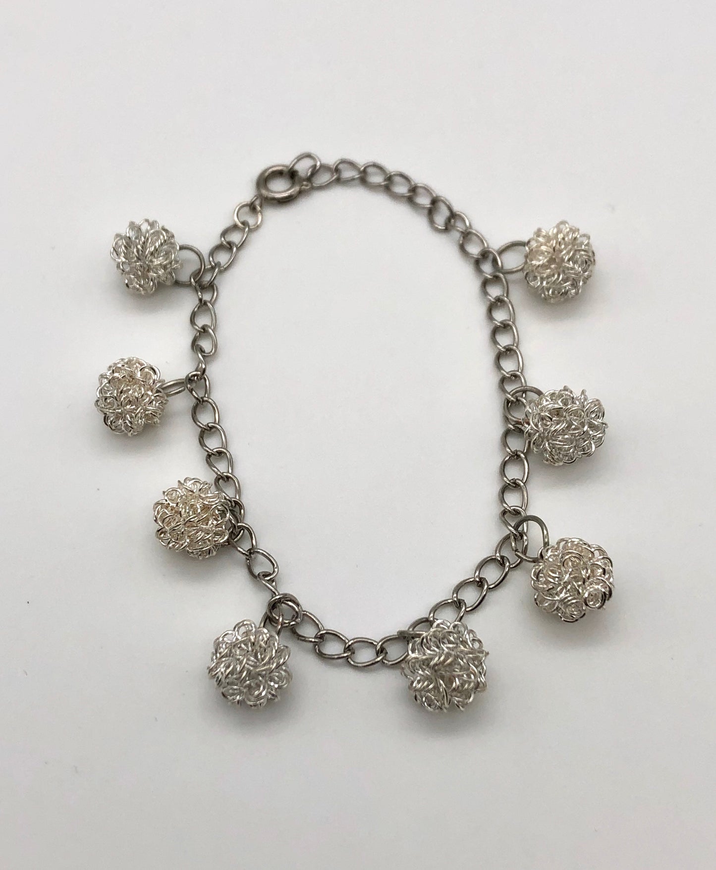 Silver wire-wrapped ball chain bracelet