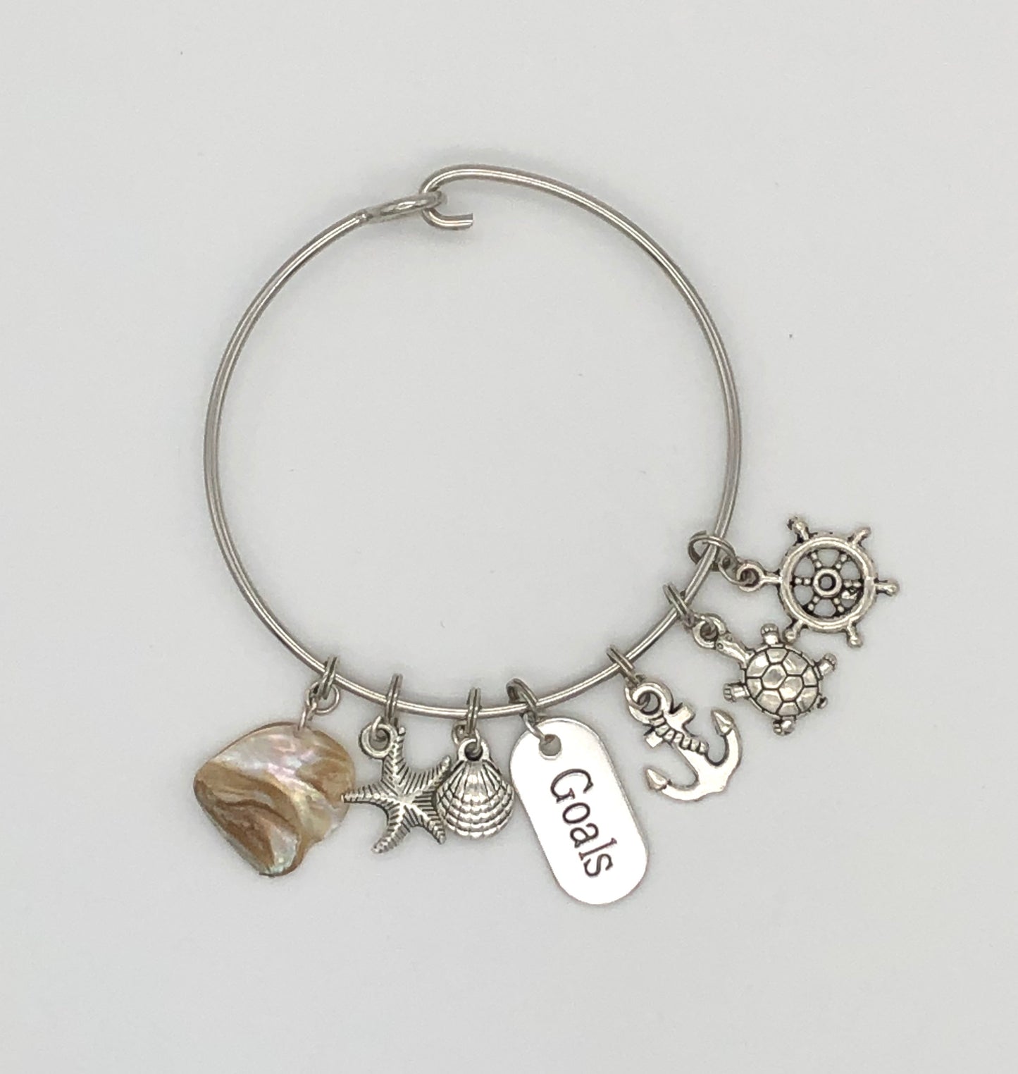 Silver plated bangle charm bracelets