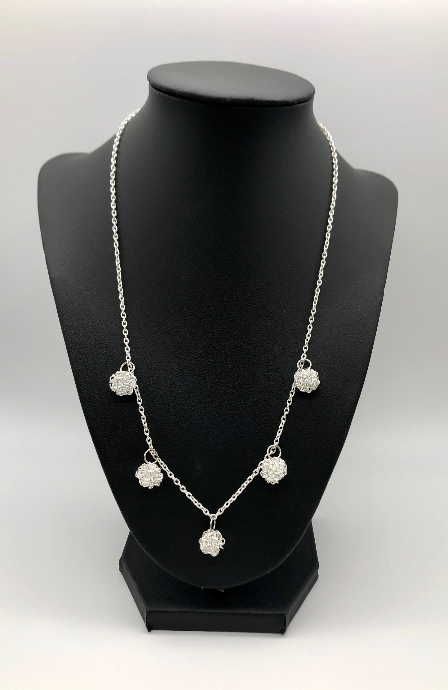 Silver wire ball chain necklace