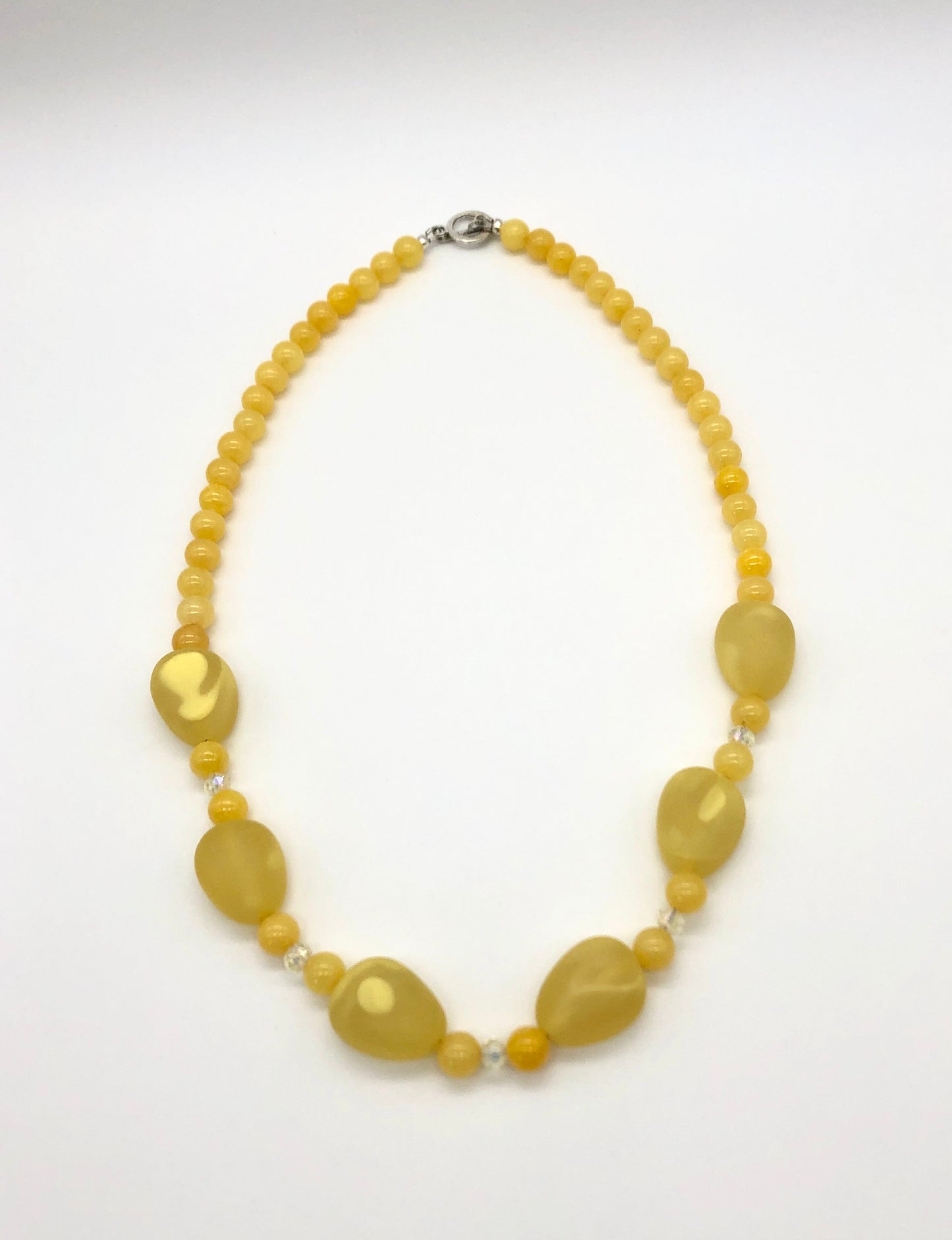 Yellow acrylic and crystal beaded necklace
