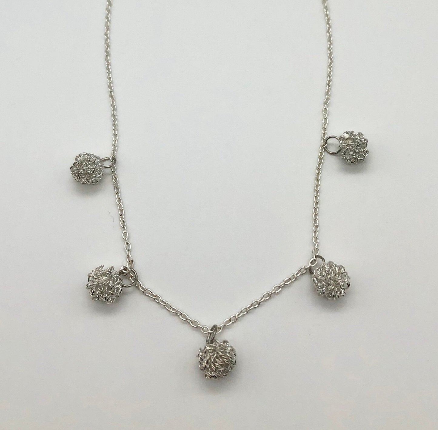 Silver wire ball chain necklace