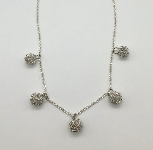 Silver wire ball chain necklace