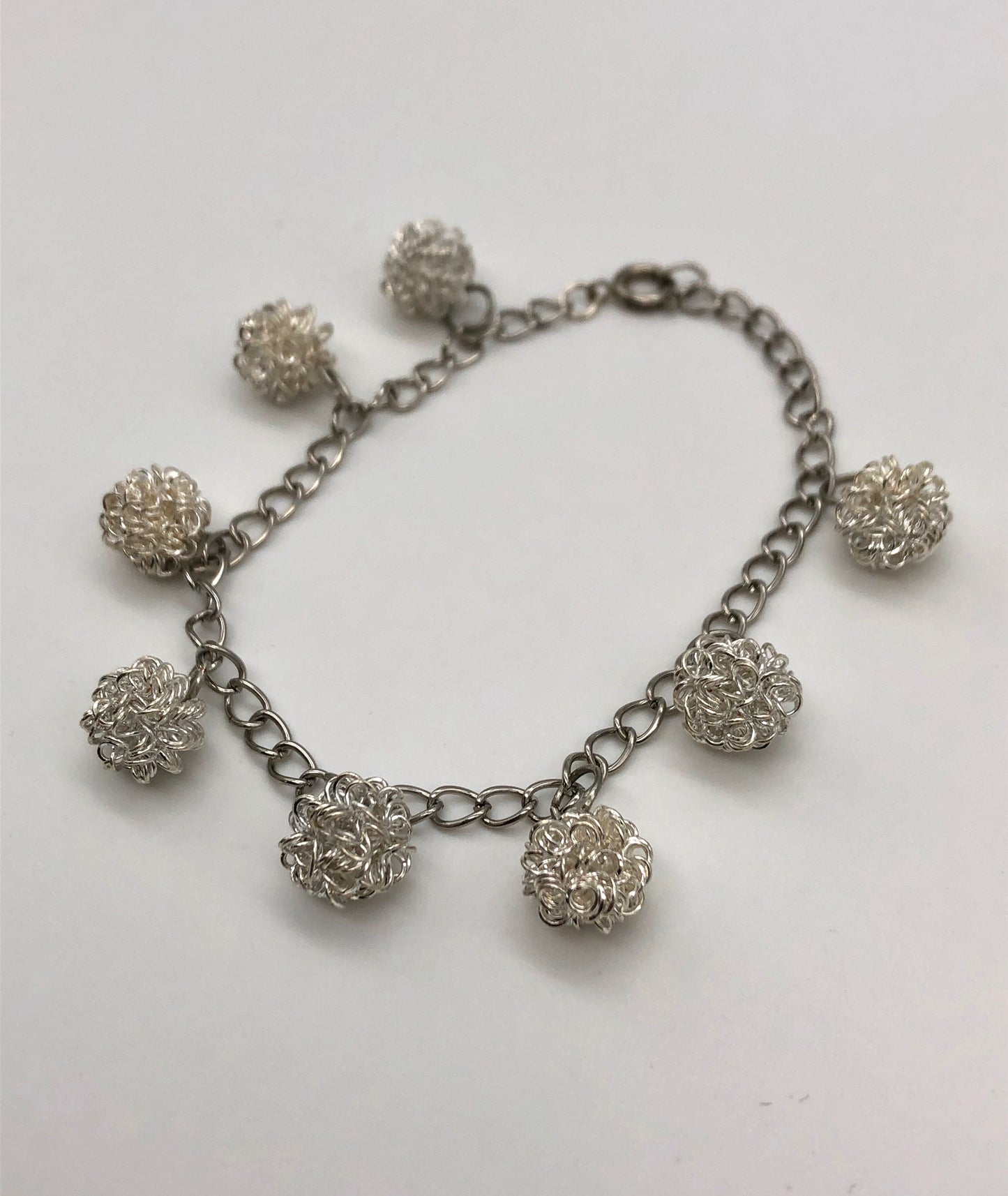 Silver wire-wrapped ball chain bracelet