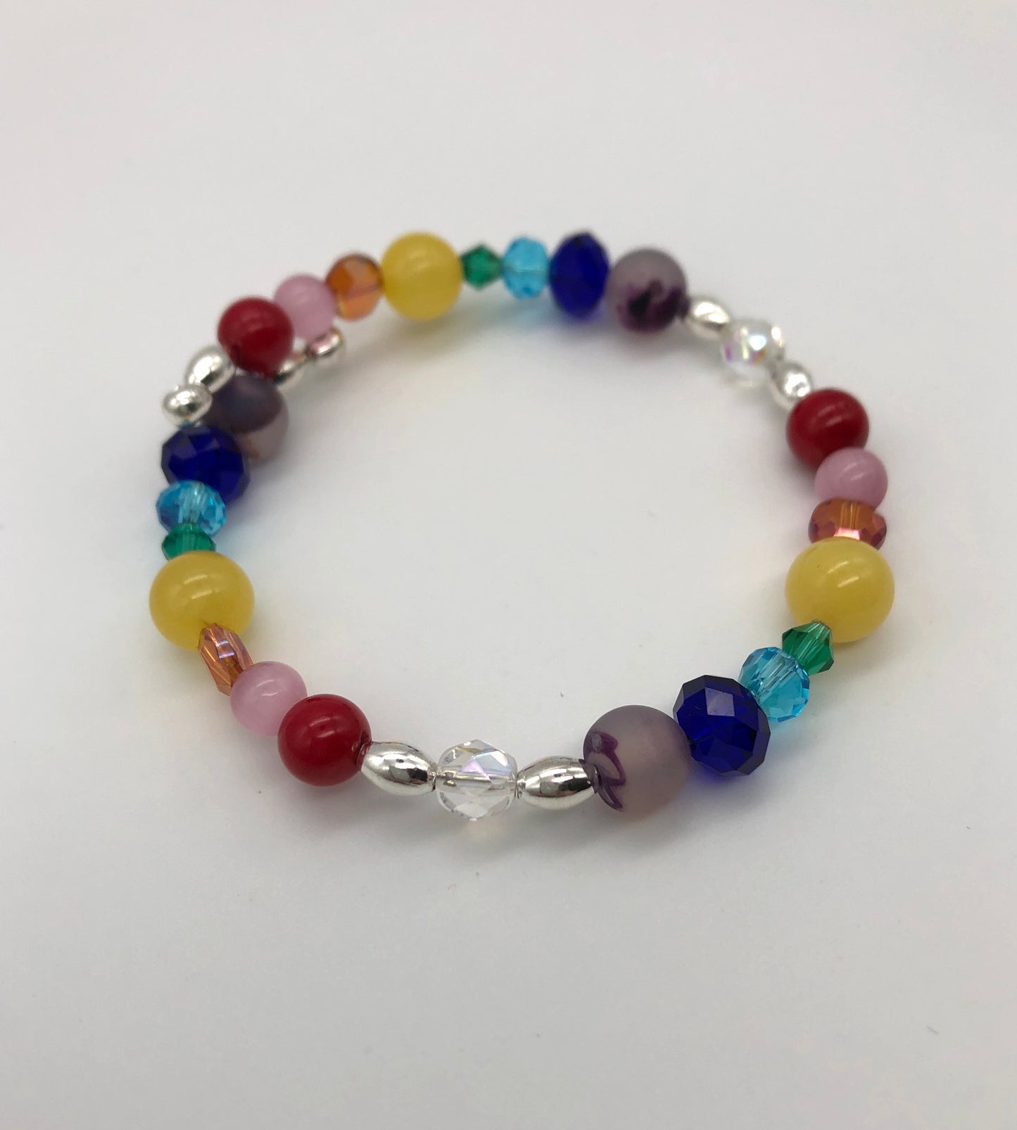 Rainbow beads memory wire bracelet