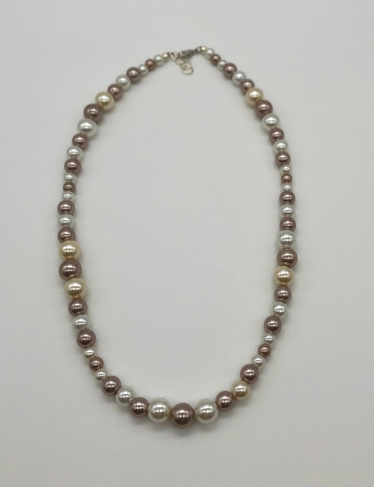 Faux cream and champagne pearl bead necklace