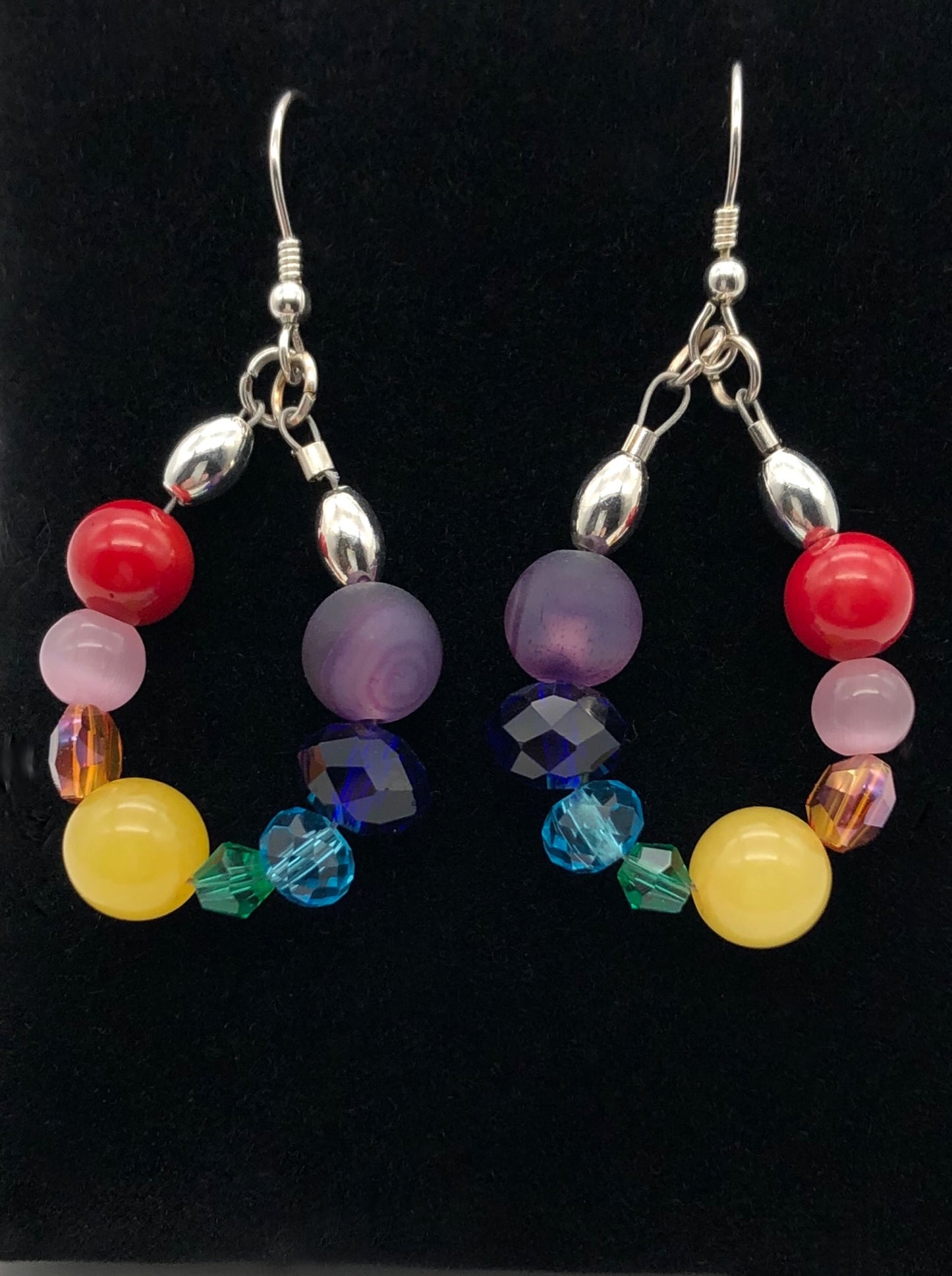 Rainbow bead loop fishhook earrings