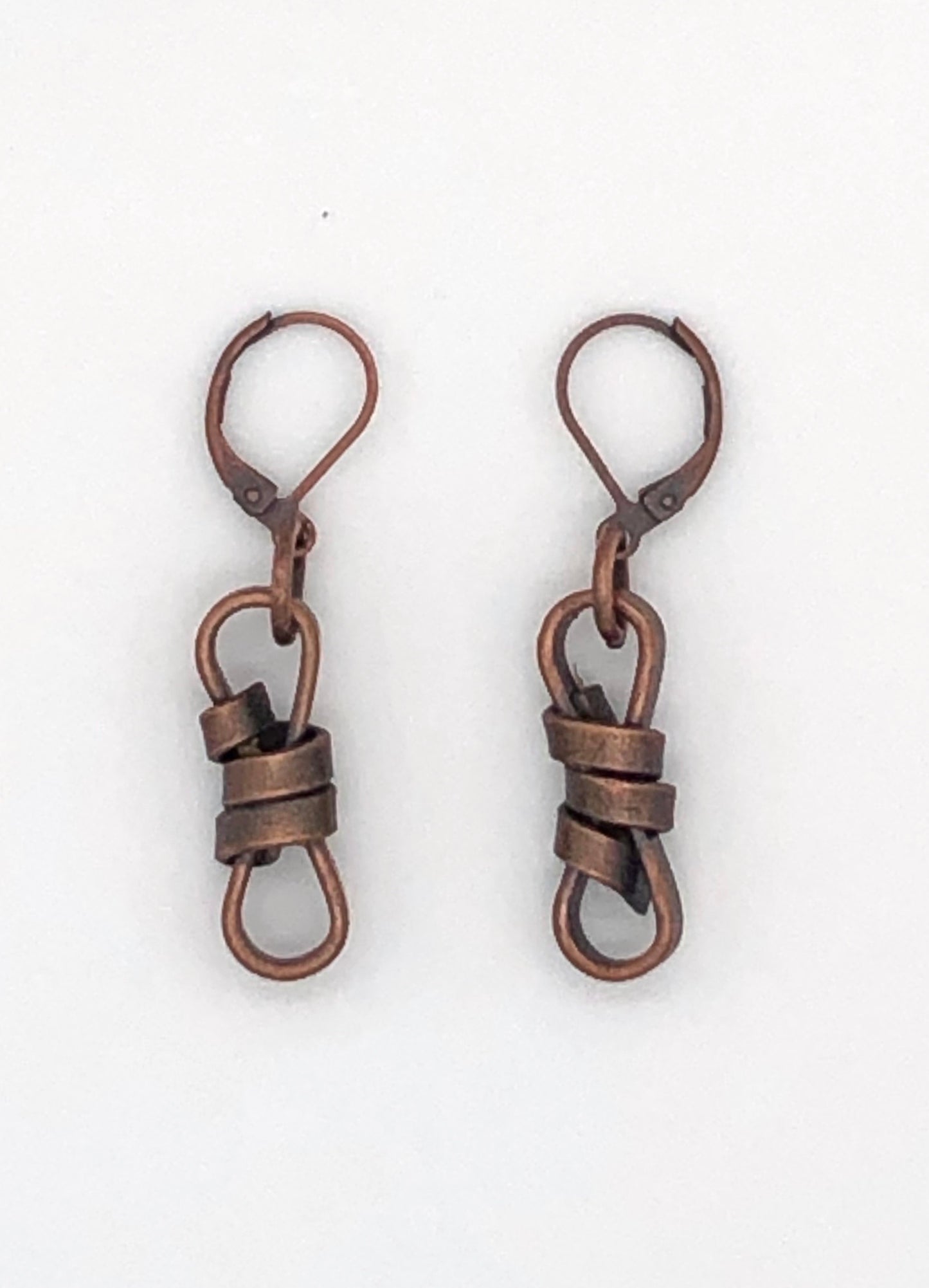 Oxidized copper rope earrings