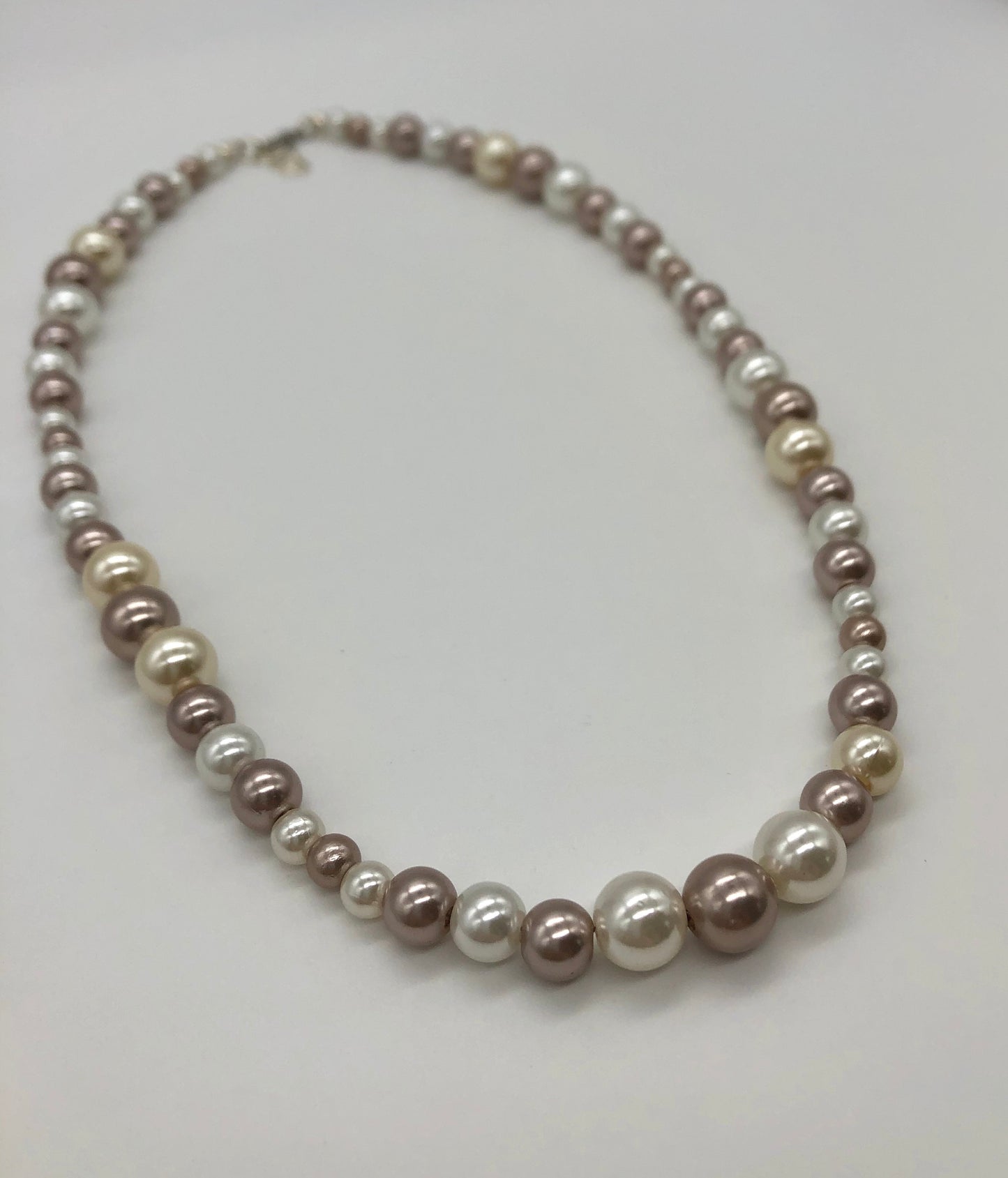 Faux cream and champagne pearl bead necklace