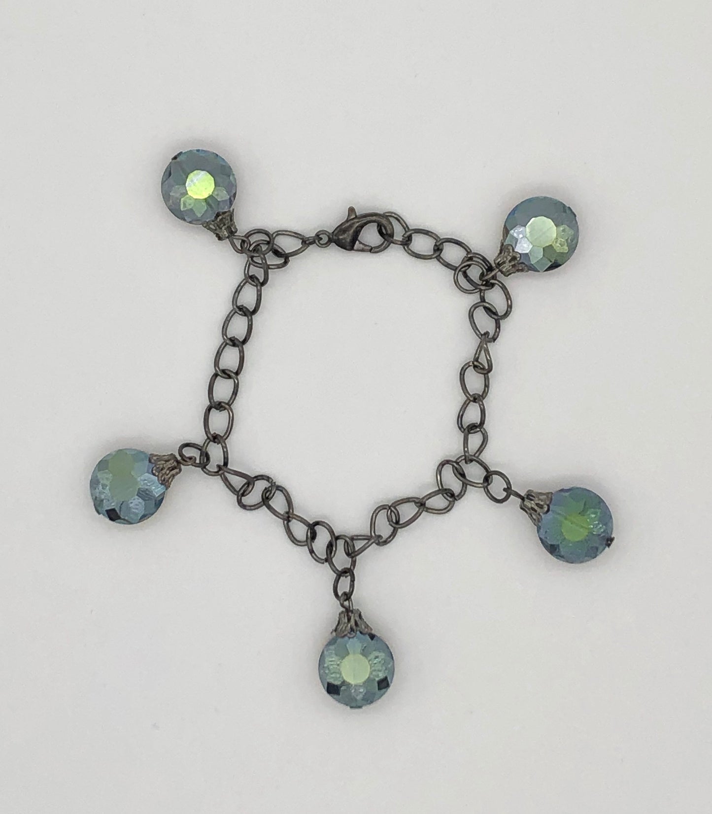 Iridescent glass bulb chain bracelet