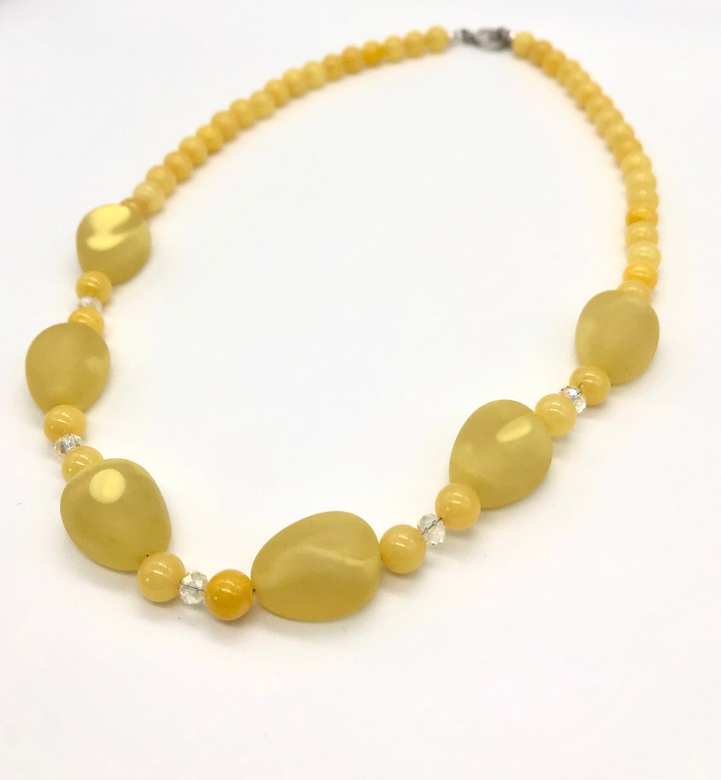 Yellow acrylic and crystal beaded necklace