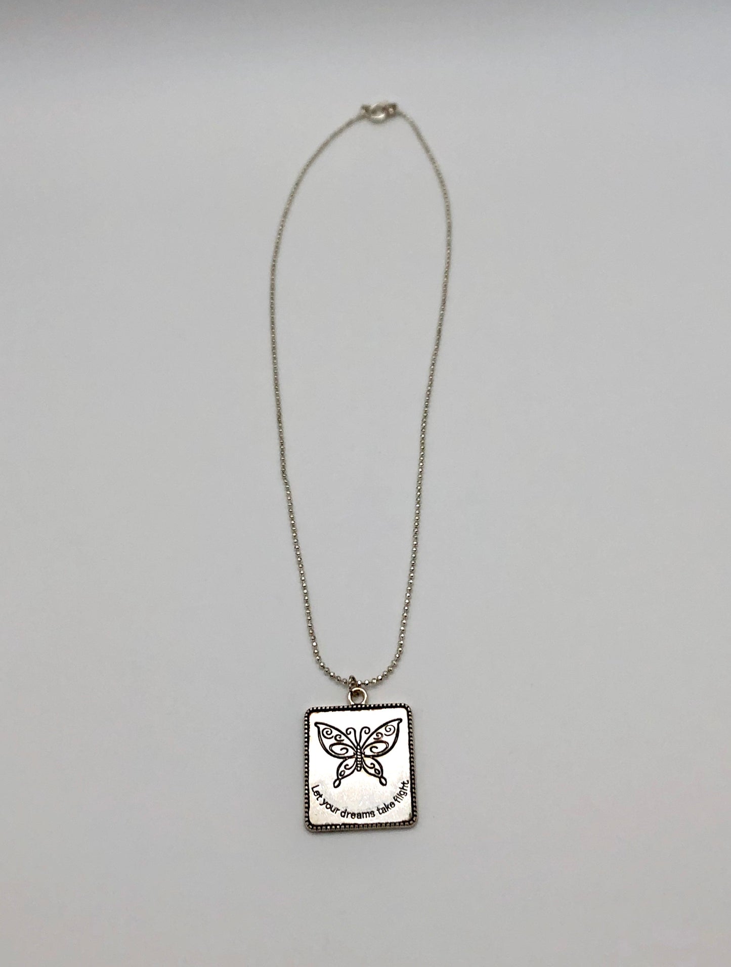 Silver plated butterfly pendant chain necklace