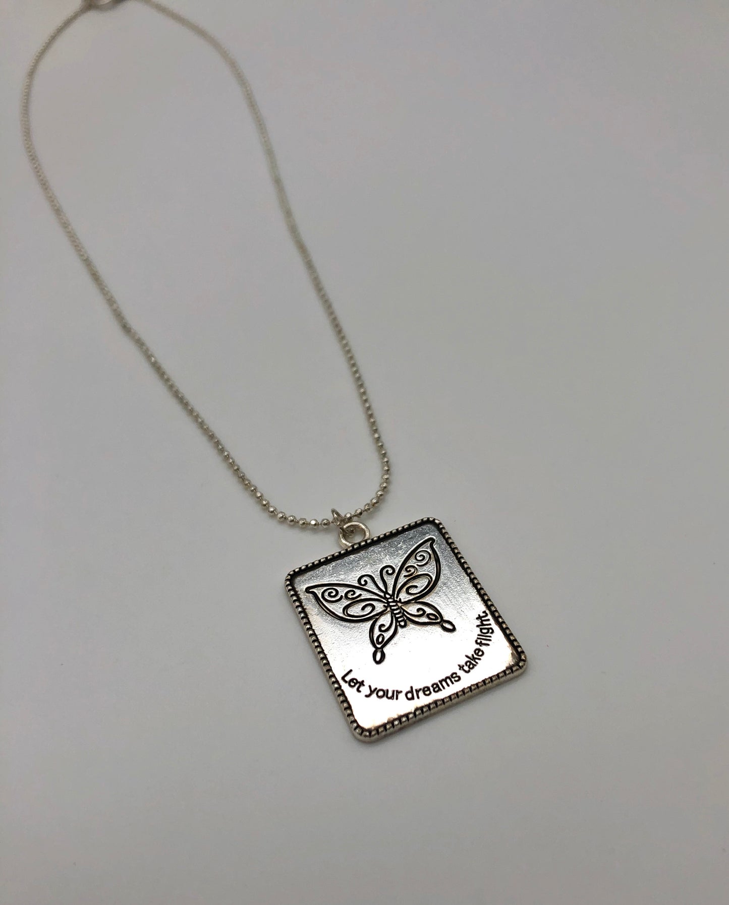 Silver plated butterfly pendant chain necklace