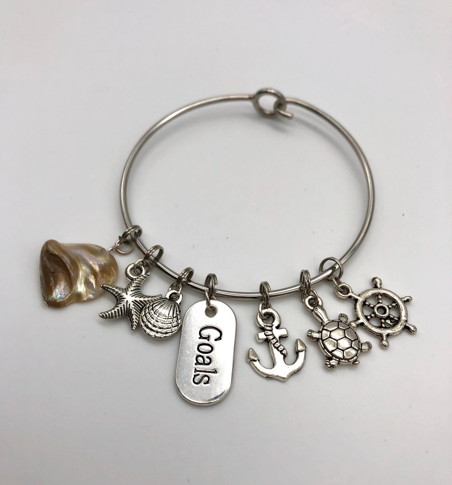 Silver plated bangle charm bracelets
