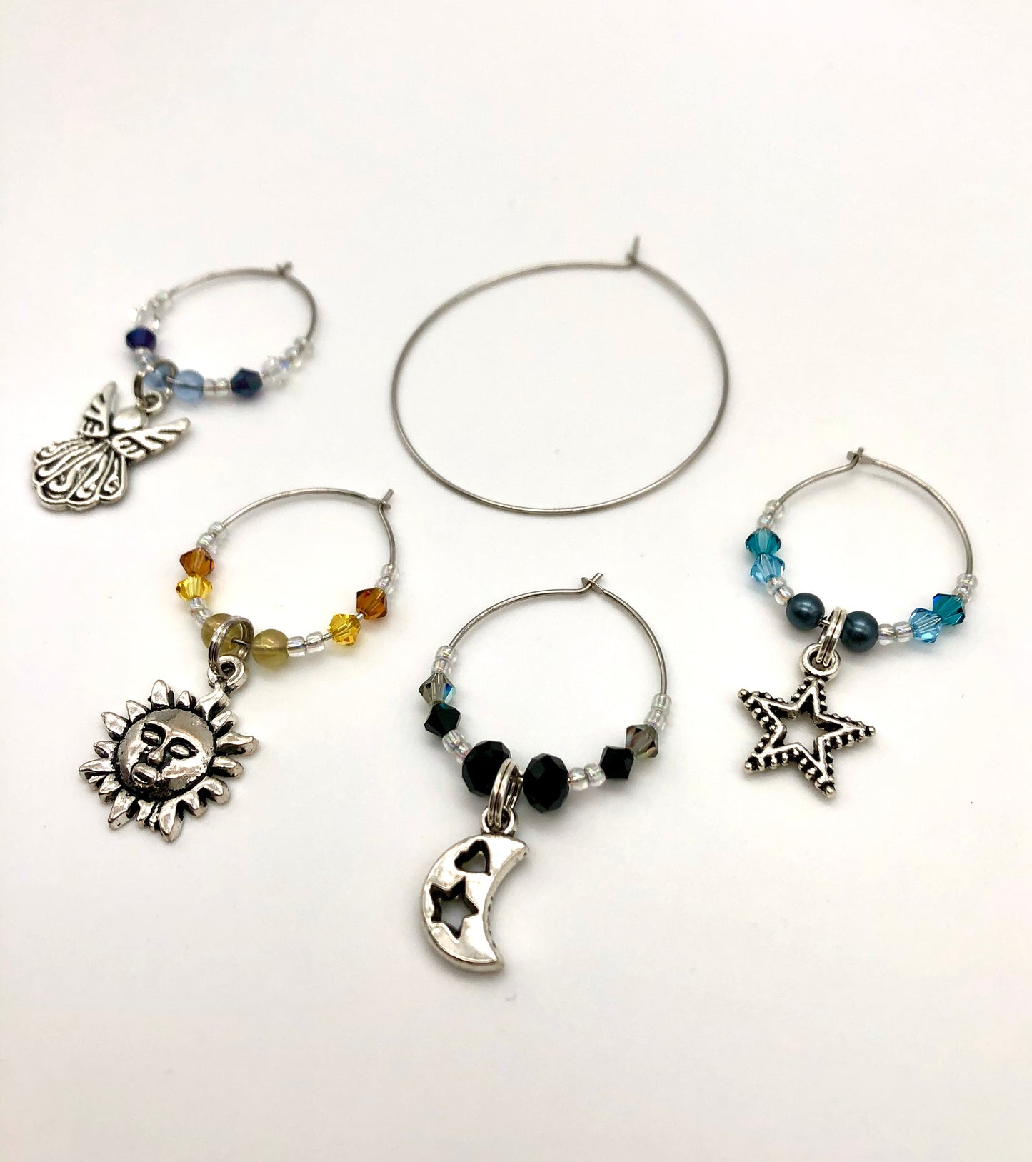 Celestial nature glass bead wine charms, nature theme glass bead wine charms