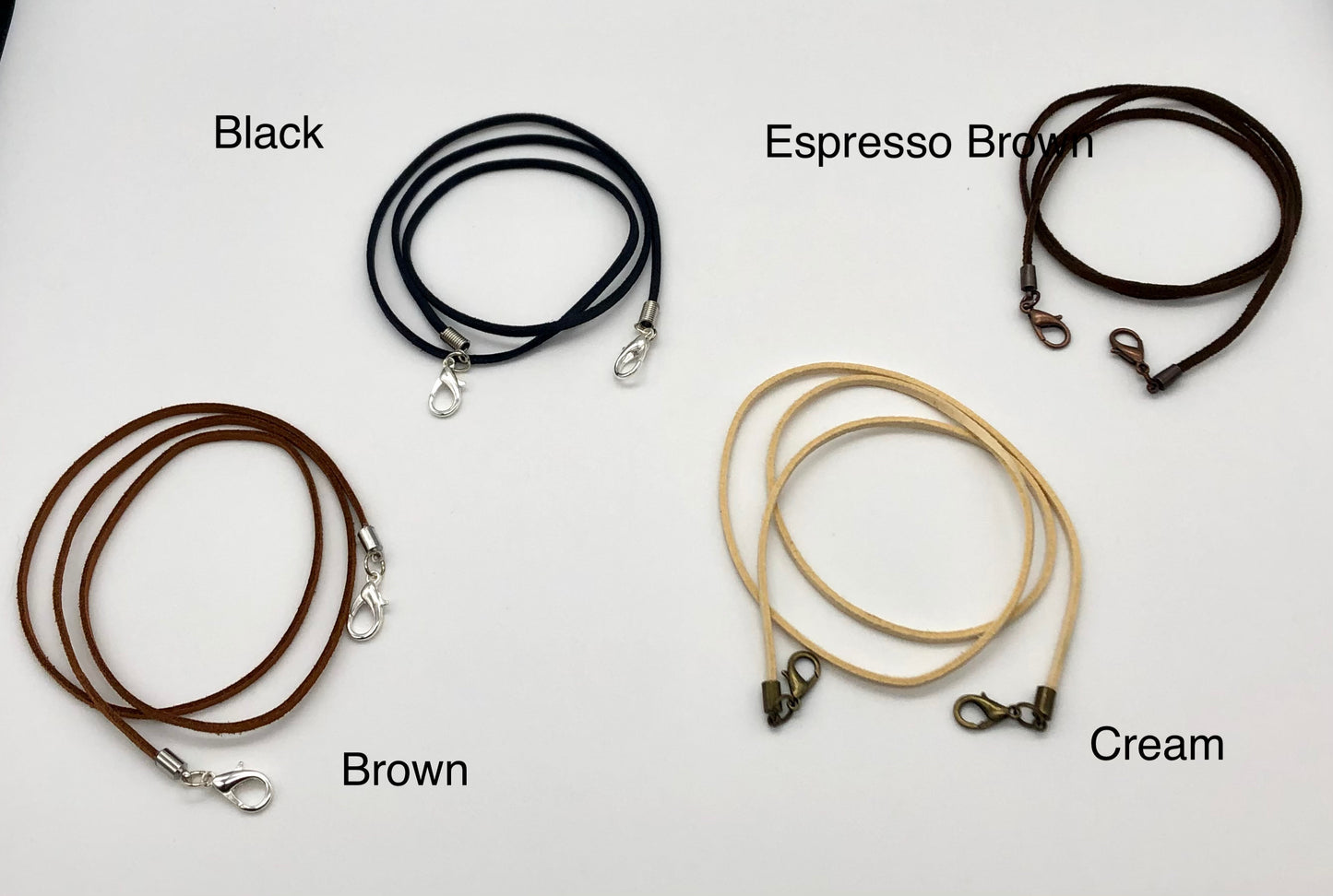 Faux suede face mask and eyeglass cord, lanyard, necklace