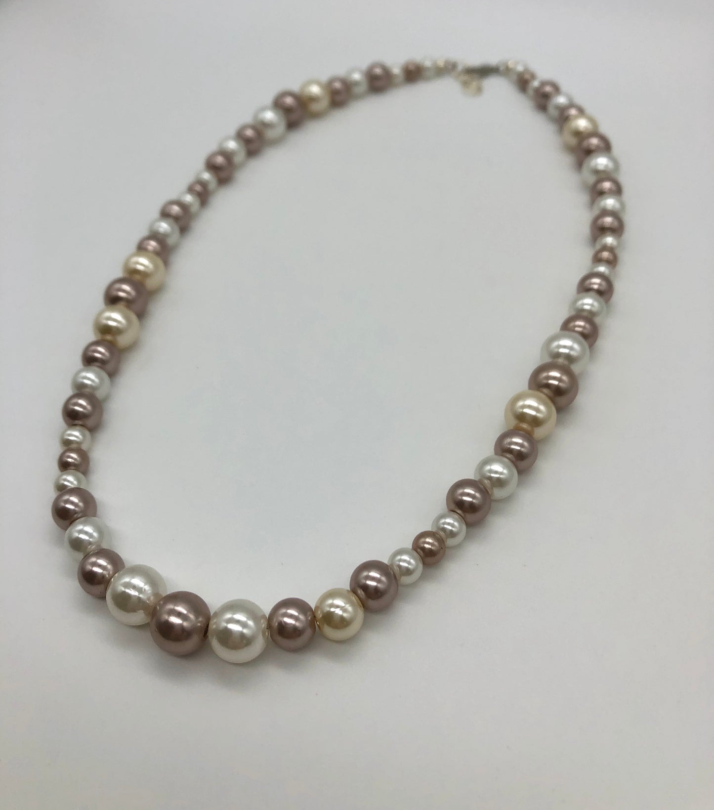 Faux cream and champagne pearl bead necklace
